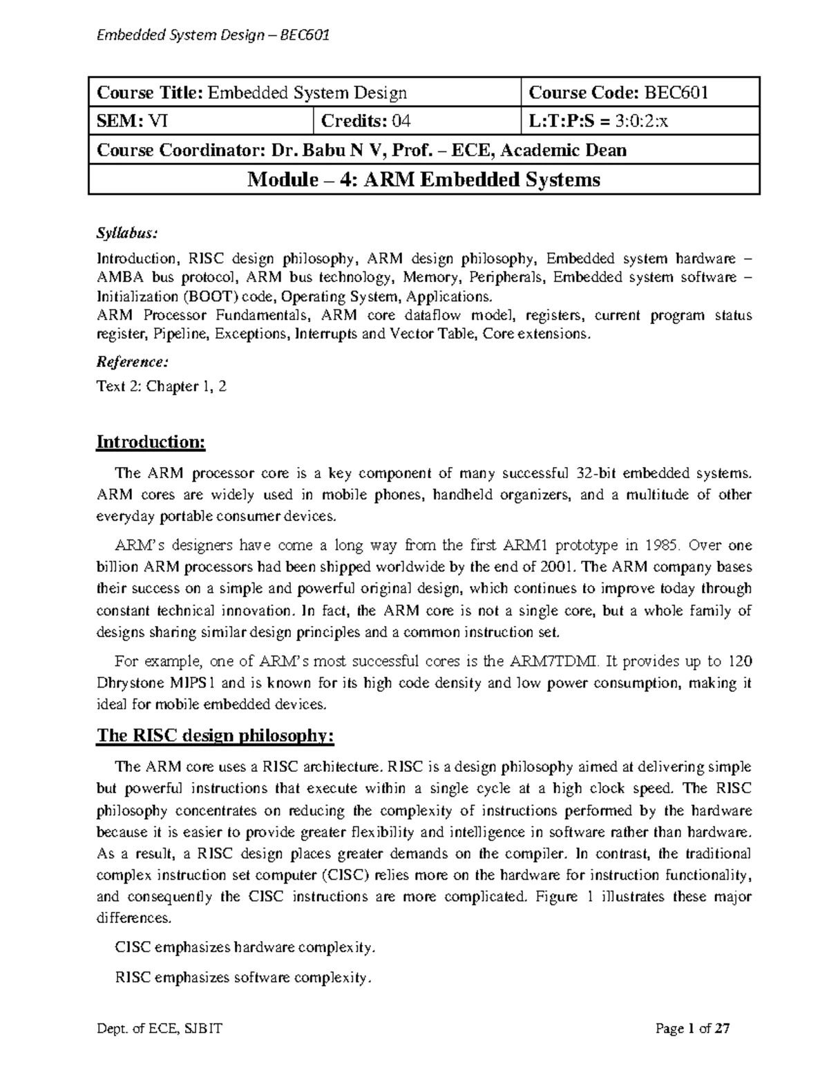 BEC601 Final Exam: Embedded Systems Overview and Key Concepts - Studocu