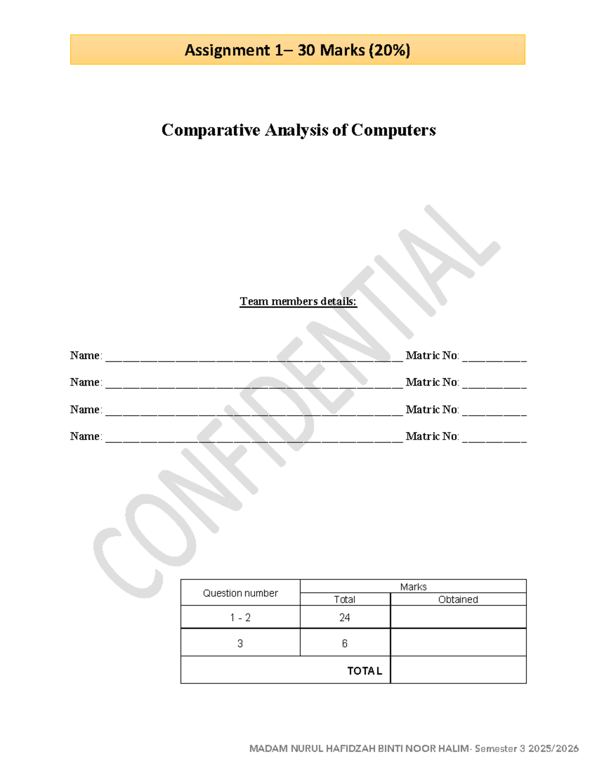 EDL Semester 3 Assignment: Comparative Analysis of Computer Models ...