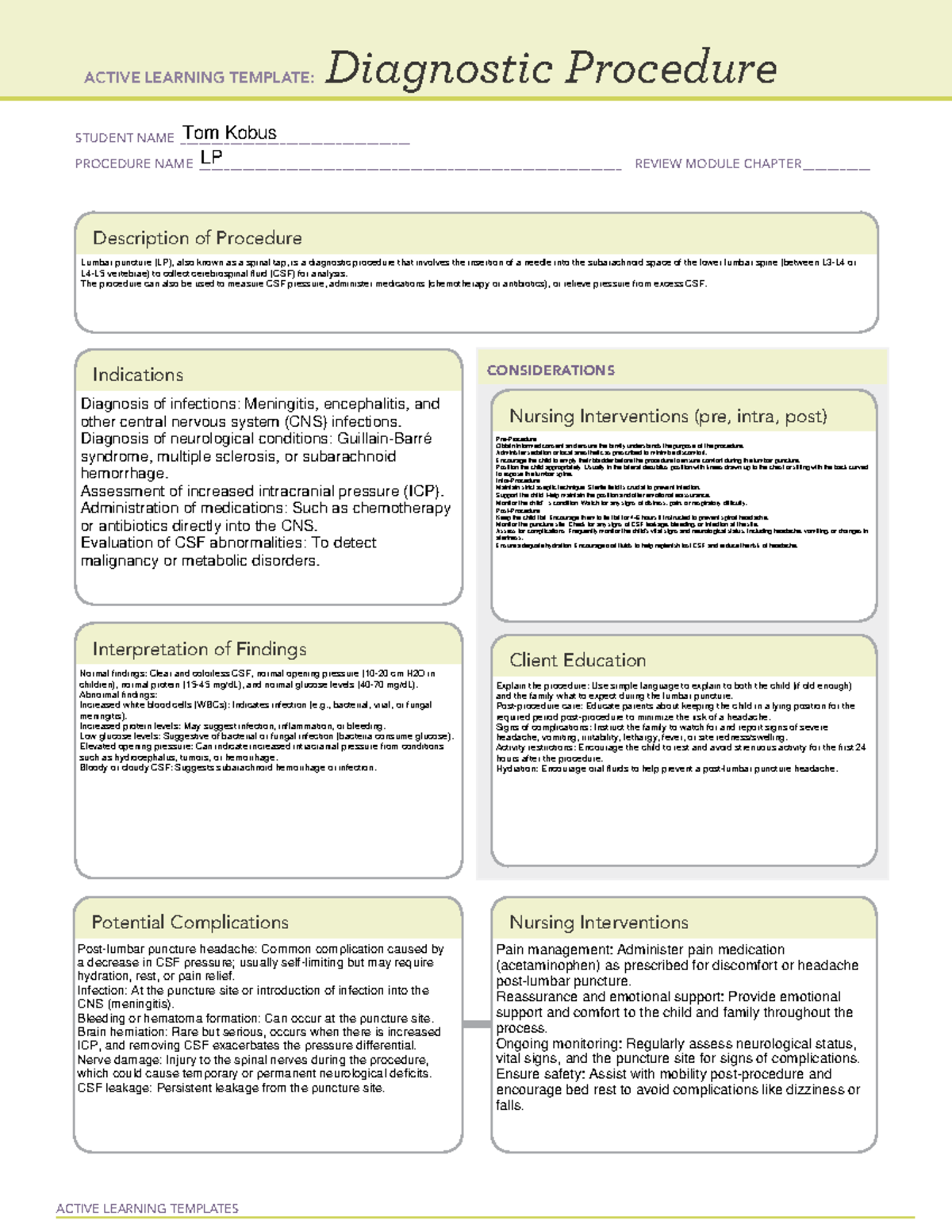 ATI LP - peds - Pne 109 - ACTIVE LEARNING TEMPLATES Diagnostic ...
