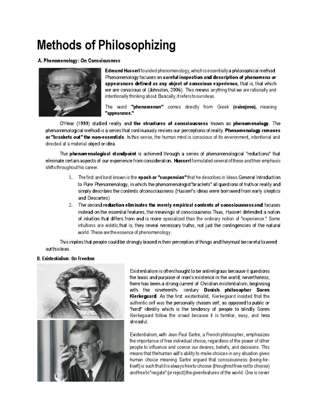 Philosophy - Pointers on Phenomenology, Existentialism & Logic Concepts ...