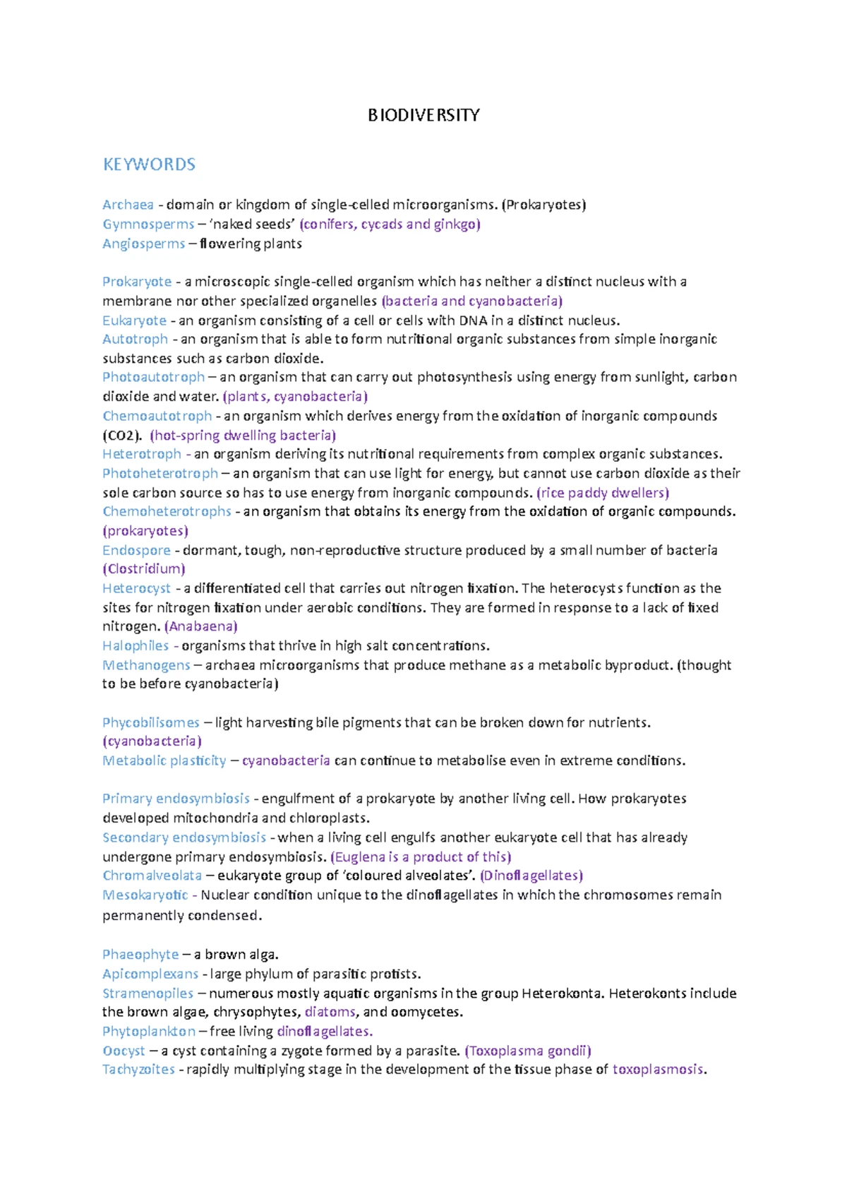 Biodiversity - Lecture 14 Notes on Ecdysozoa and Arthropods - Studocu