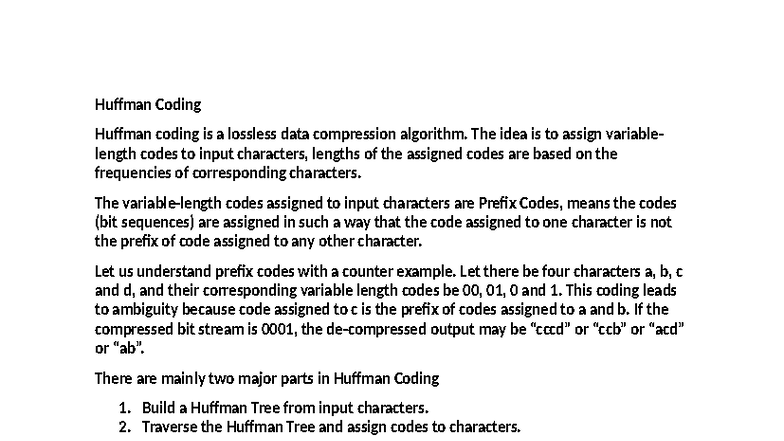 Huffman Coding Algorithm Explained - CS3401 Lecture Notes - Studocu