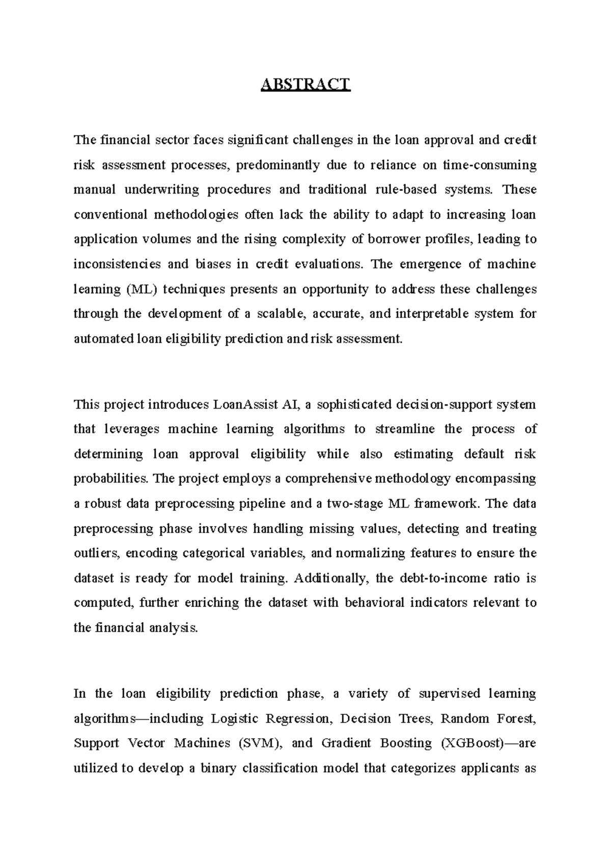 LoanAssist AI: A ML Model for Automated Loan Eligibility & Risk ...