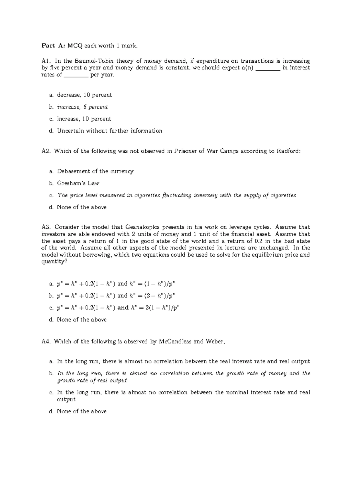 Math F MA Mechanics Practice Exam Questions