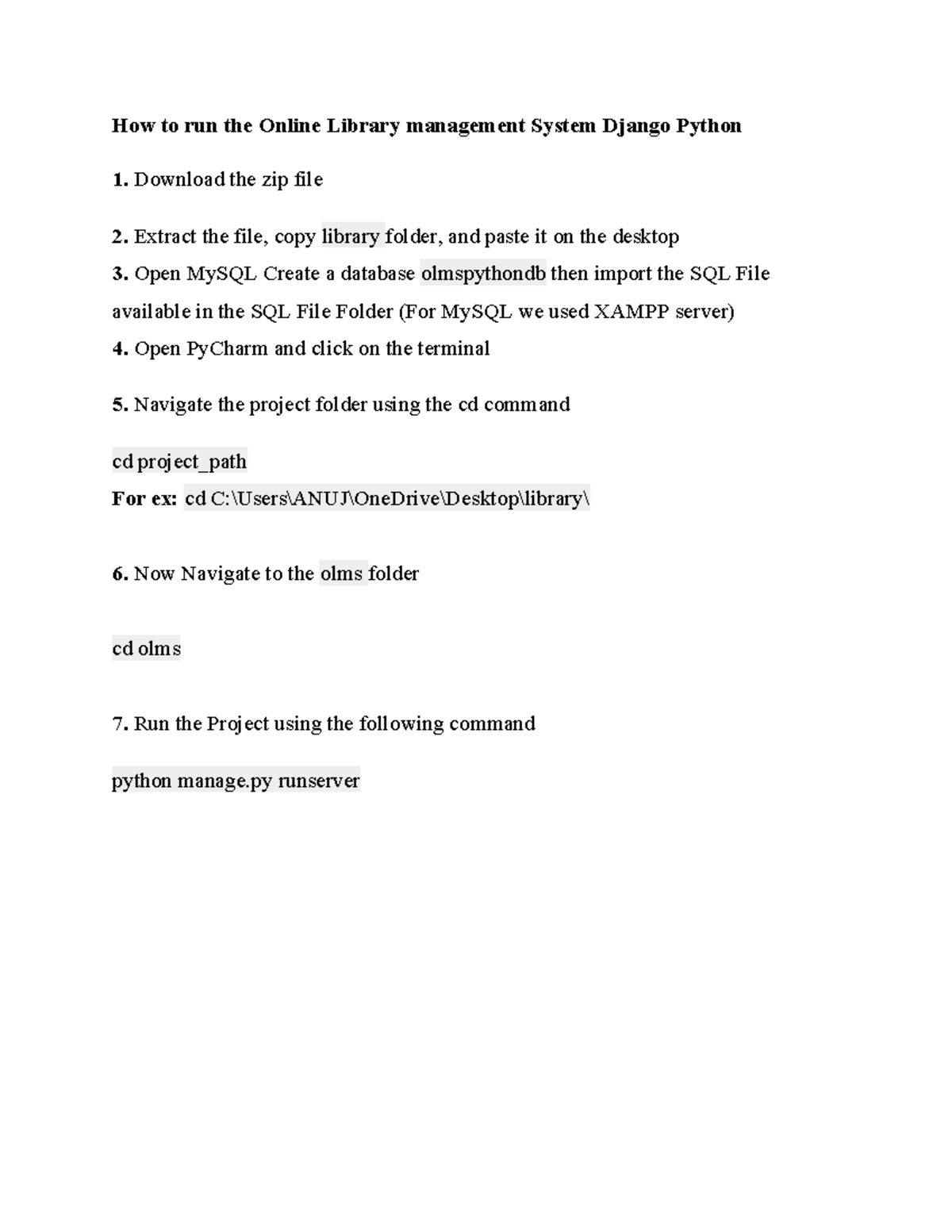 Installation Guide for Online Library Management System (OLMS) in ...