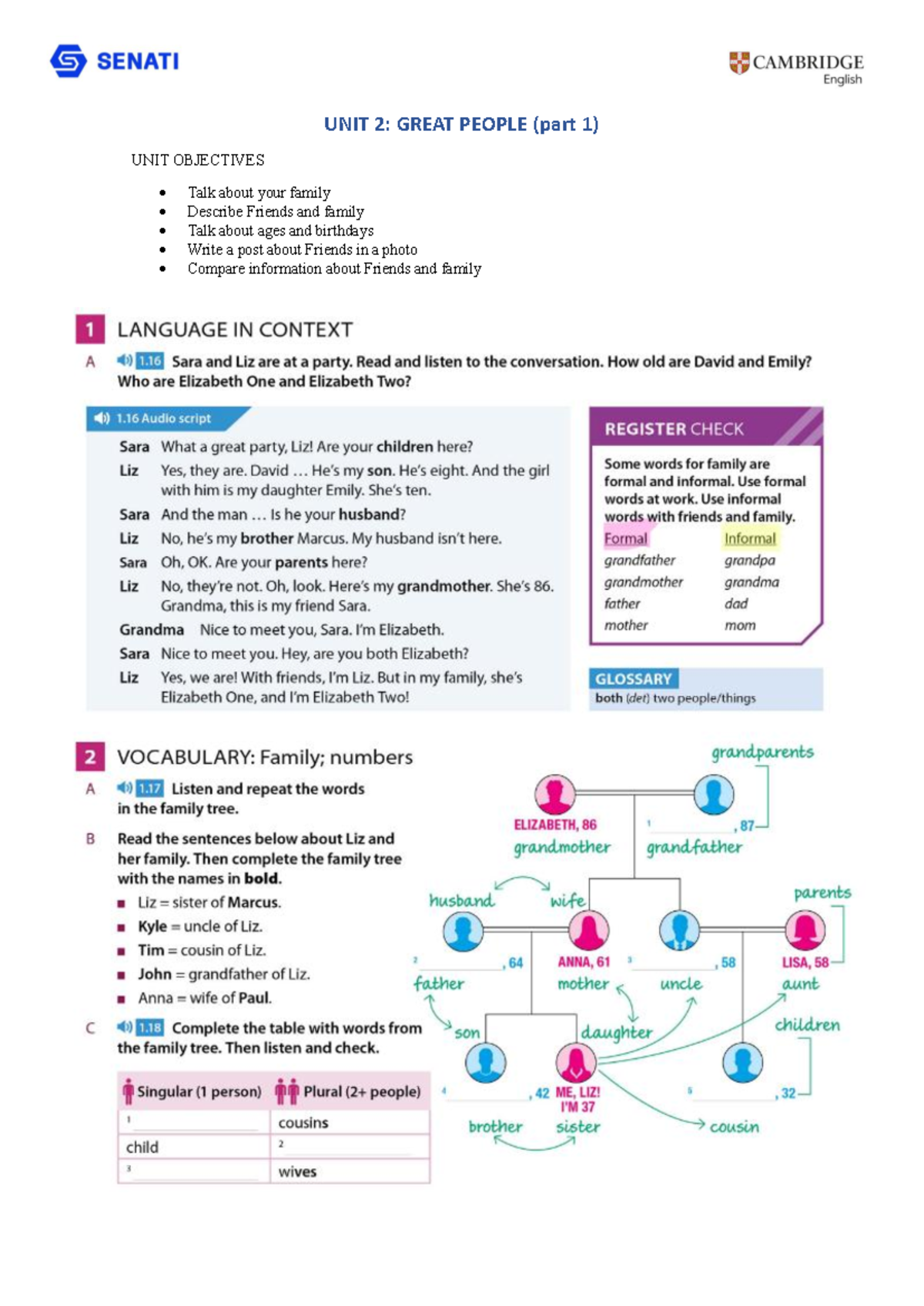 UNIT 2 Worksheet part 1 - Trabajo de Ingles - Idioma Extranjero (Inglés ...