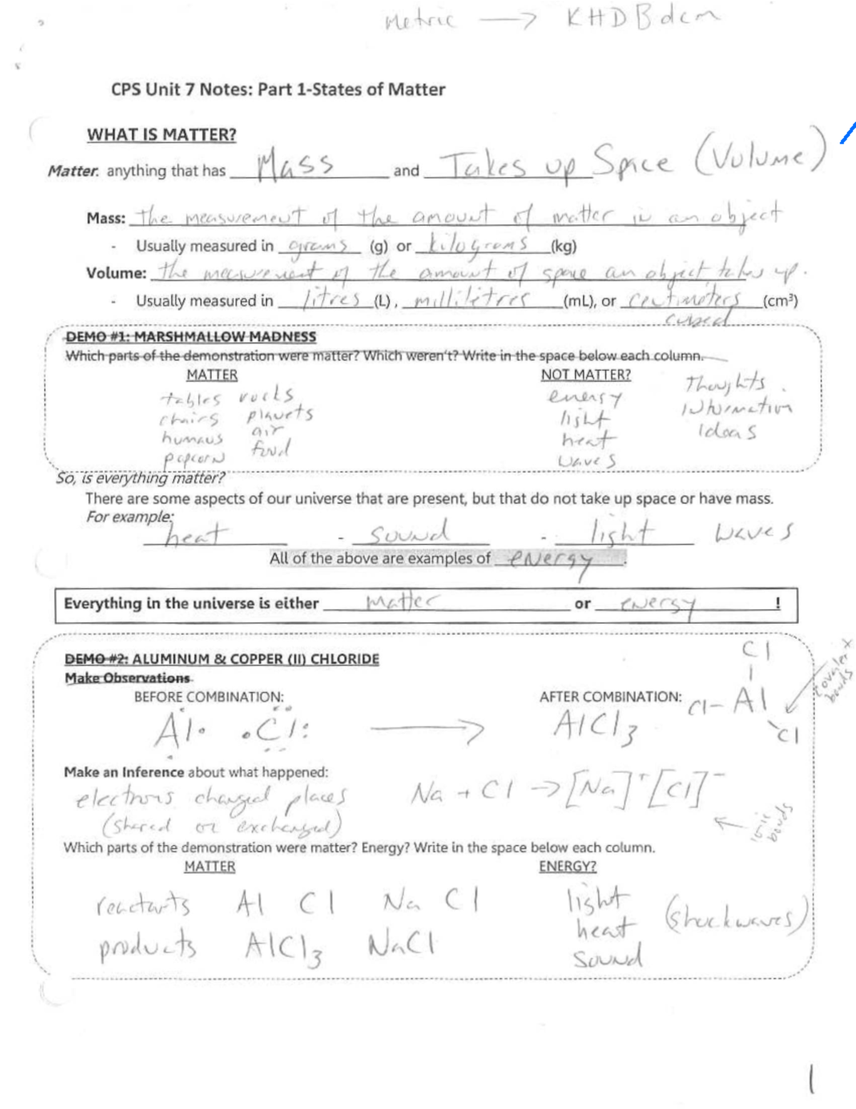 CPS Unit 7 Notes: States of Matter Overview - Studocu