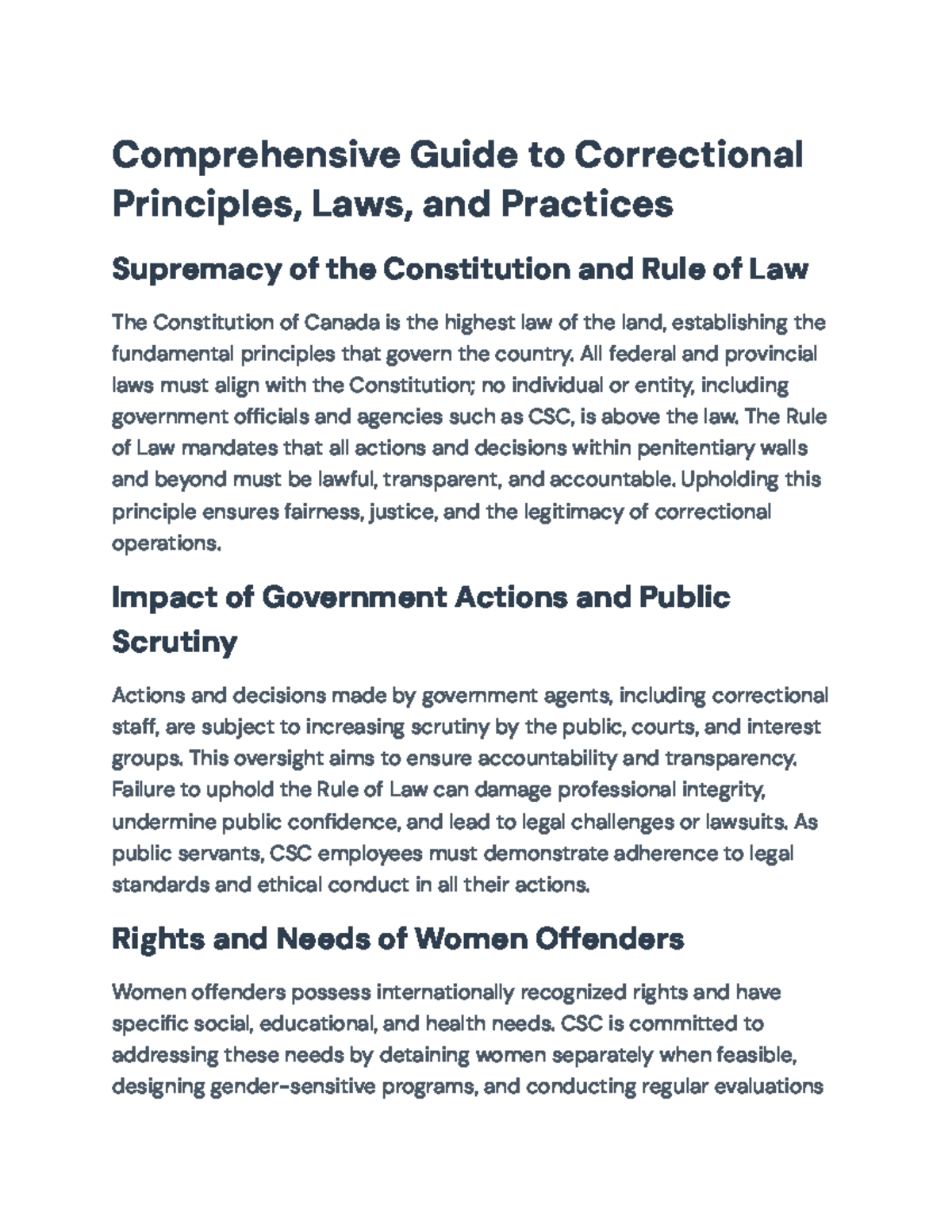 Comprehensive Guide to Correctional Principles & Practices (CCRA) - Studocu