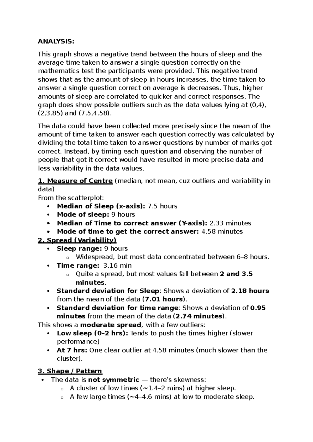 Psyche Help: Analysis of Sleep Impact on Math Test Performance - Studocu