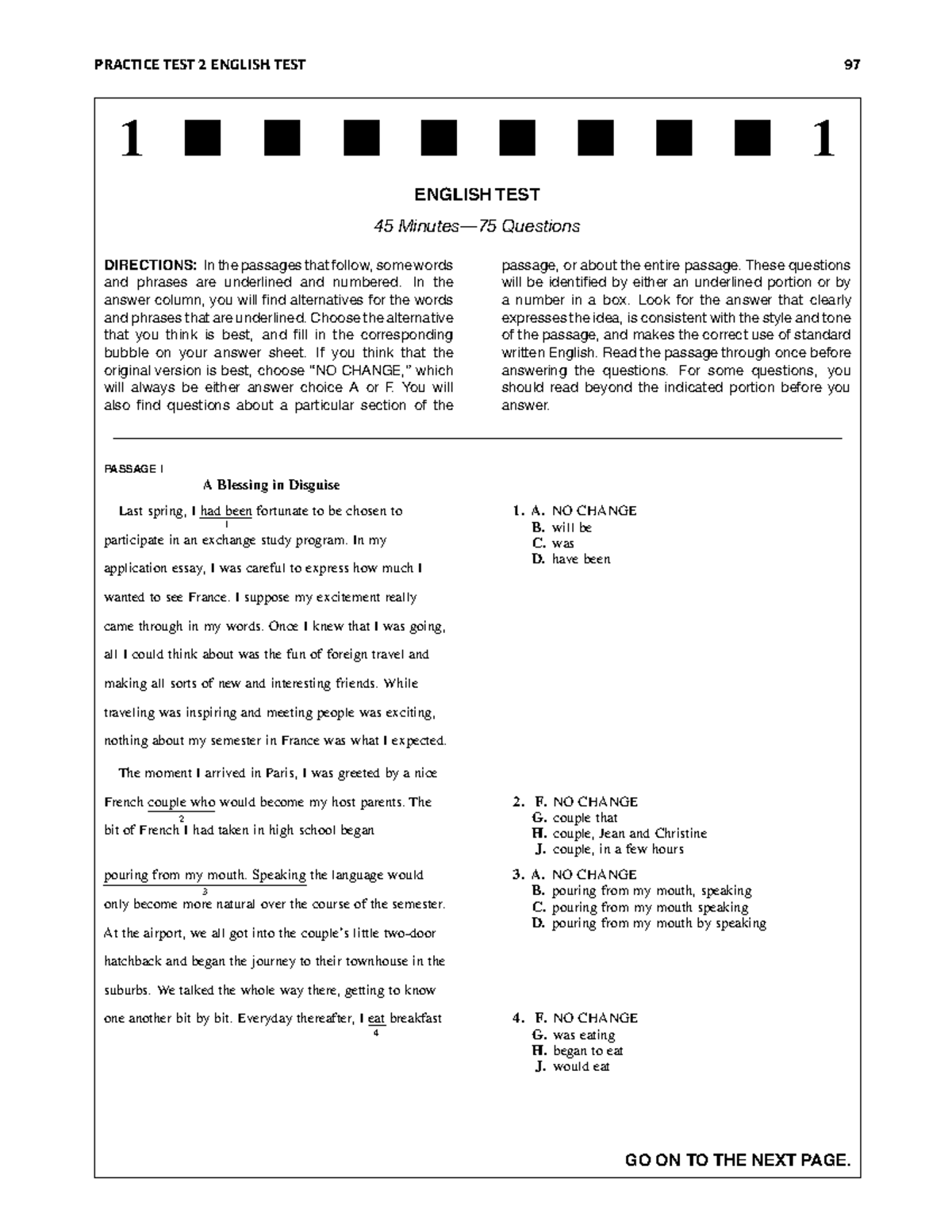 PRT2 - English Practice Test: Questions & Answers Guide - Studocu