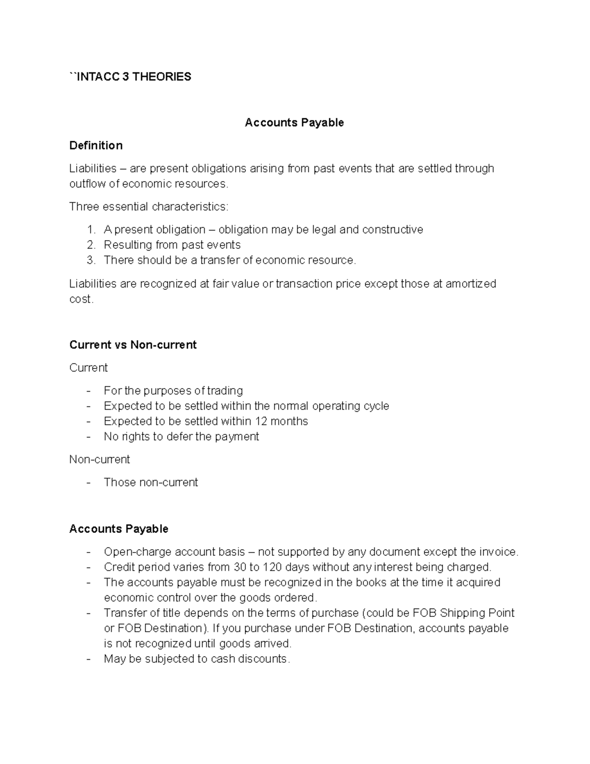 Intacc 3 Theories - ``INTACC 3 THEORIES Accounts Payable Definition ...