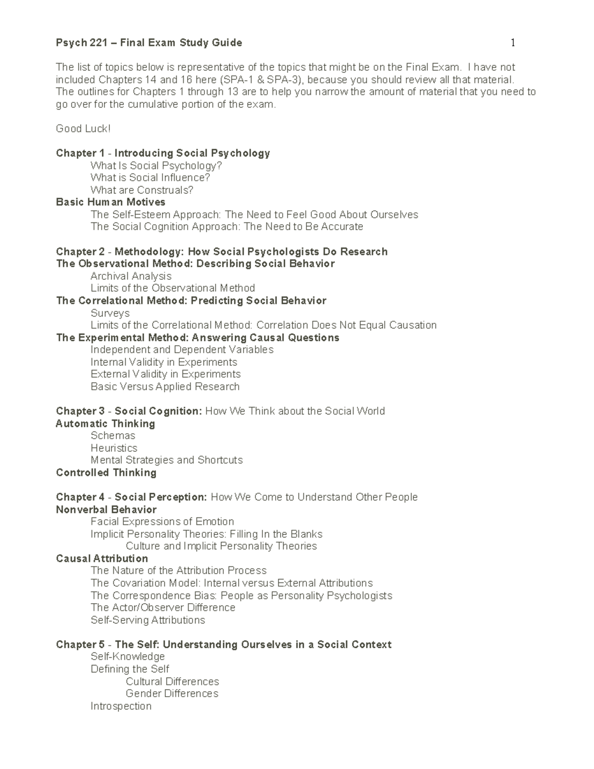 Psych 221 Exam5Study Guide Sp25 - Psych 221 – Final Exam Study Guide 1 ...