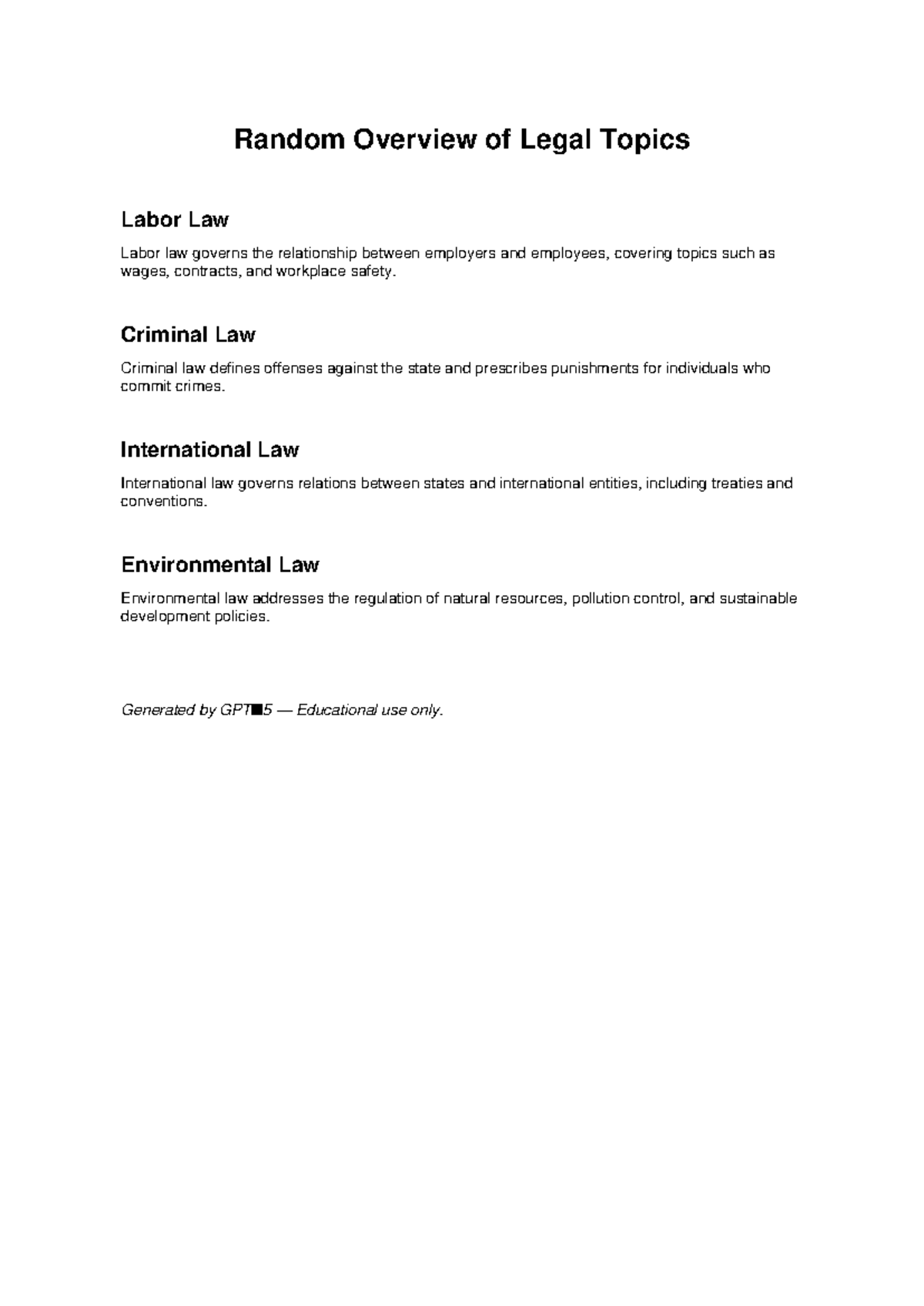 Random Laws Overview - lnnvpl - Random Overview of Legal Topics Labor ...