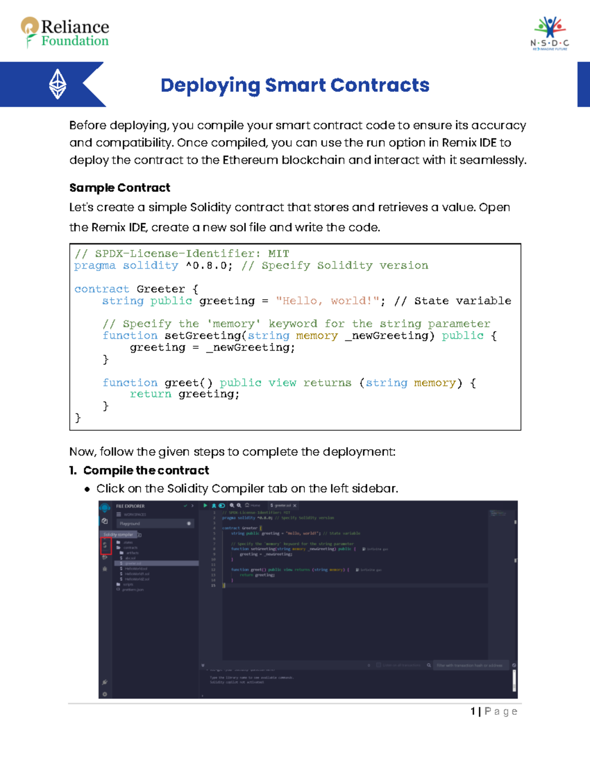 Deploying Smart Contracts for Ethereum: A Guide to Remix IDE - Studocu