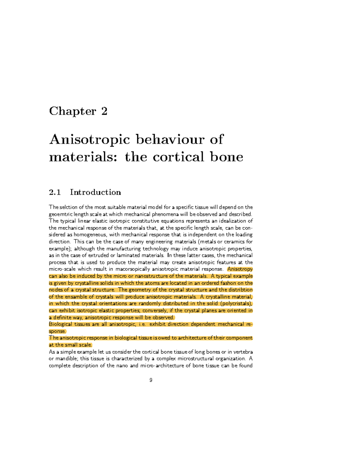Chapter 2: Anisotropic Behavior of Cortical Bone Materials (Course Code ...