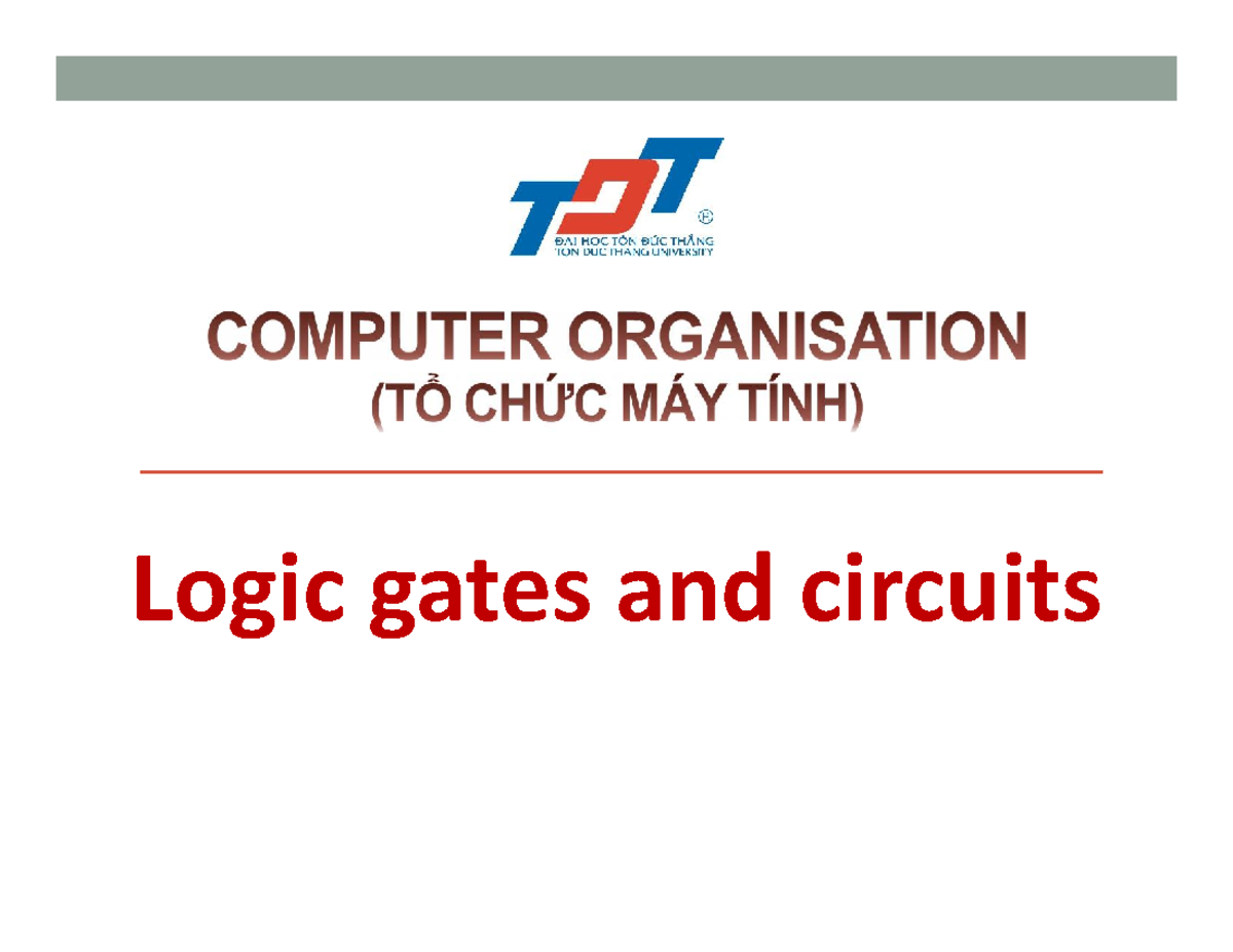 Logic Gates and Circuits IT TDT Computer Organisation Notes - Studocu