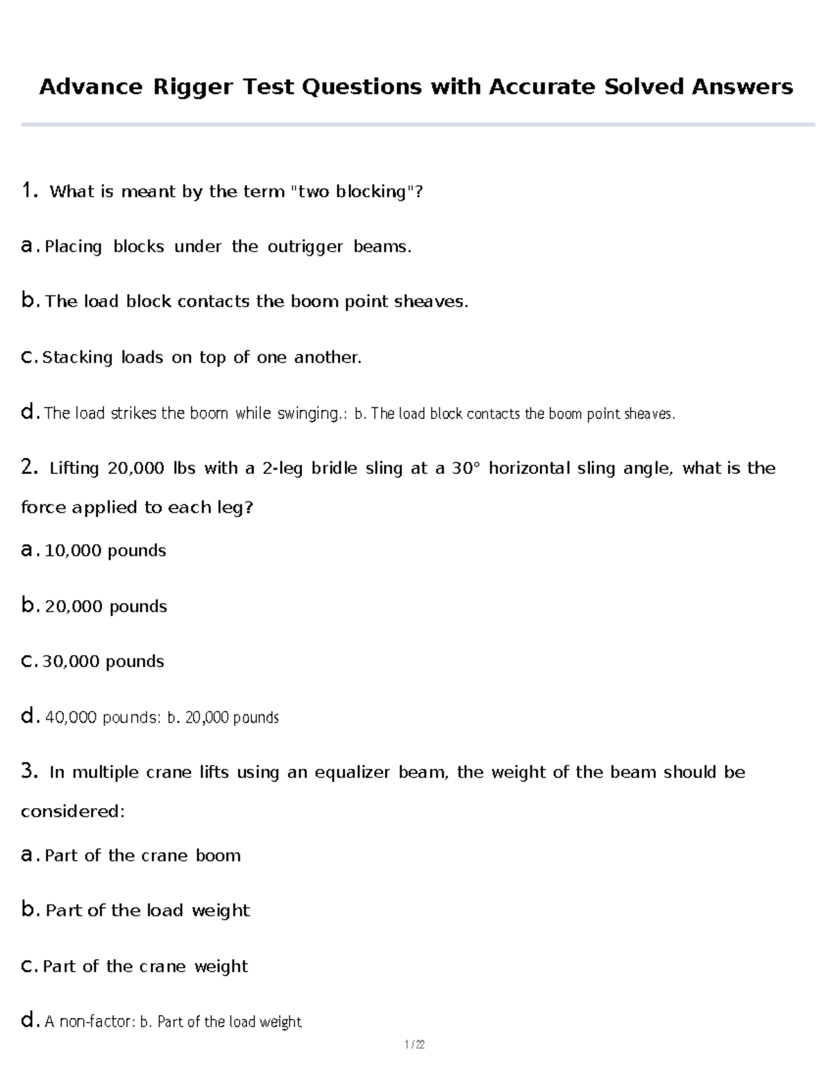 A9E09054 Advance Rigger Test Questions with Detailed Answers - Studocu