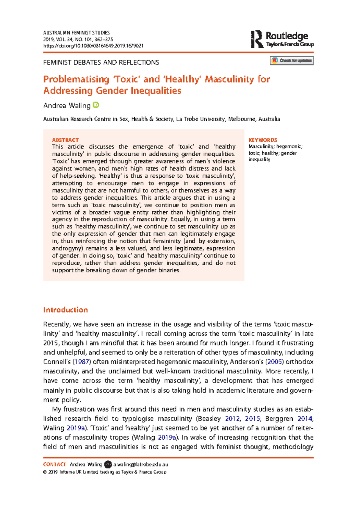 **FEM101: Analyzing Toxic and Healthy Masculinity in Gender Discourse ...
