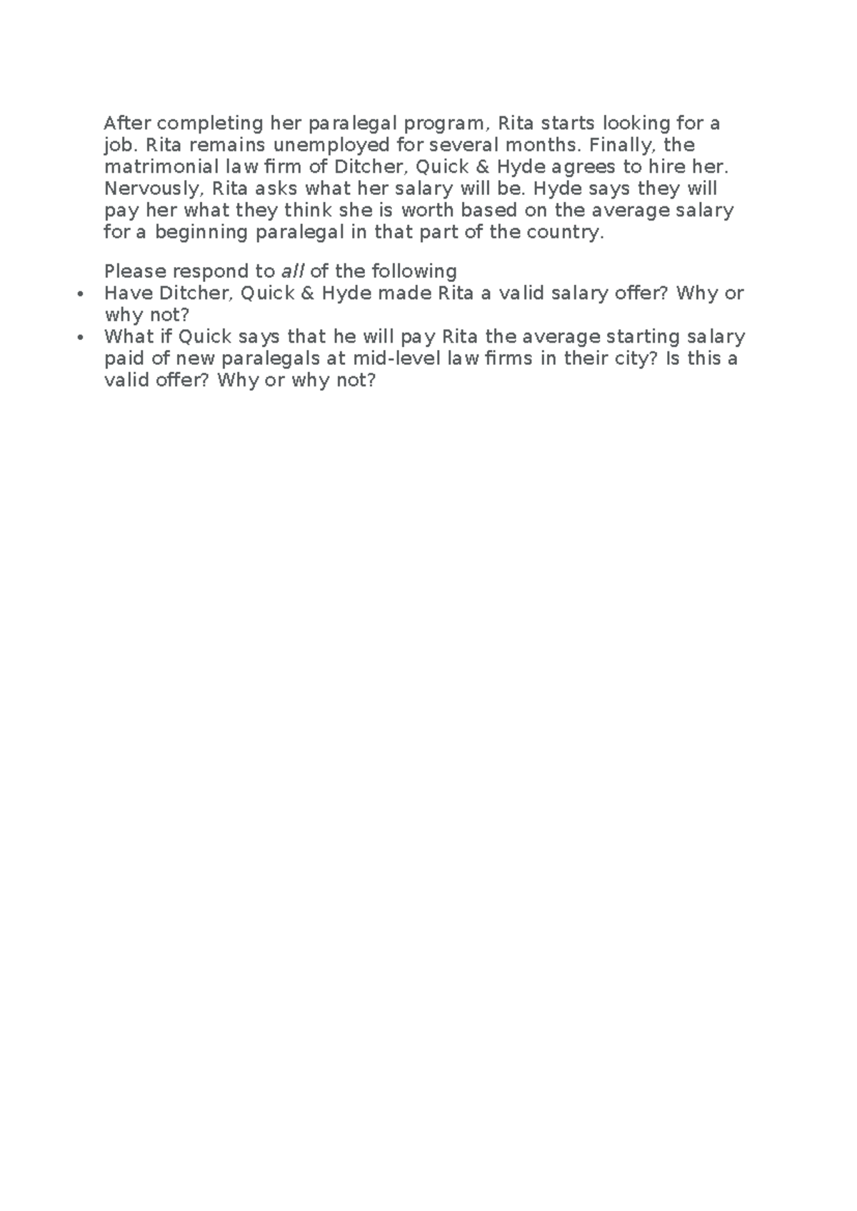 Paralegal Salary Offer Analysis - 2022011 3071356 - Studocu