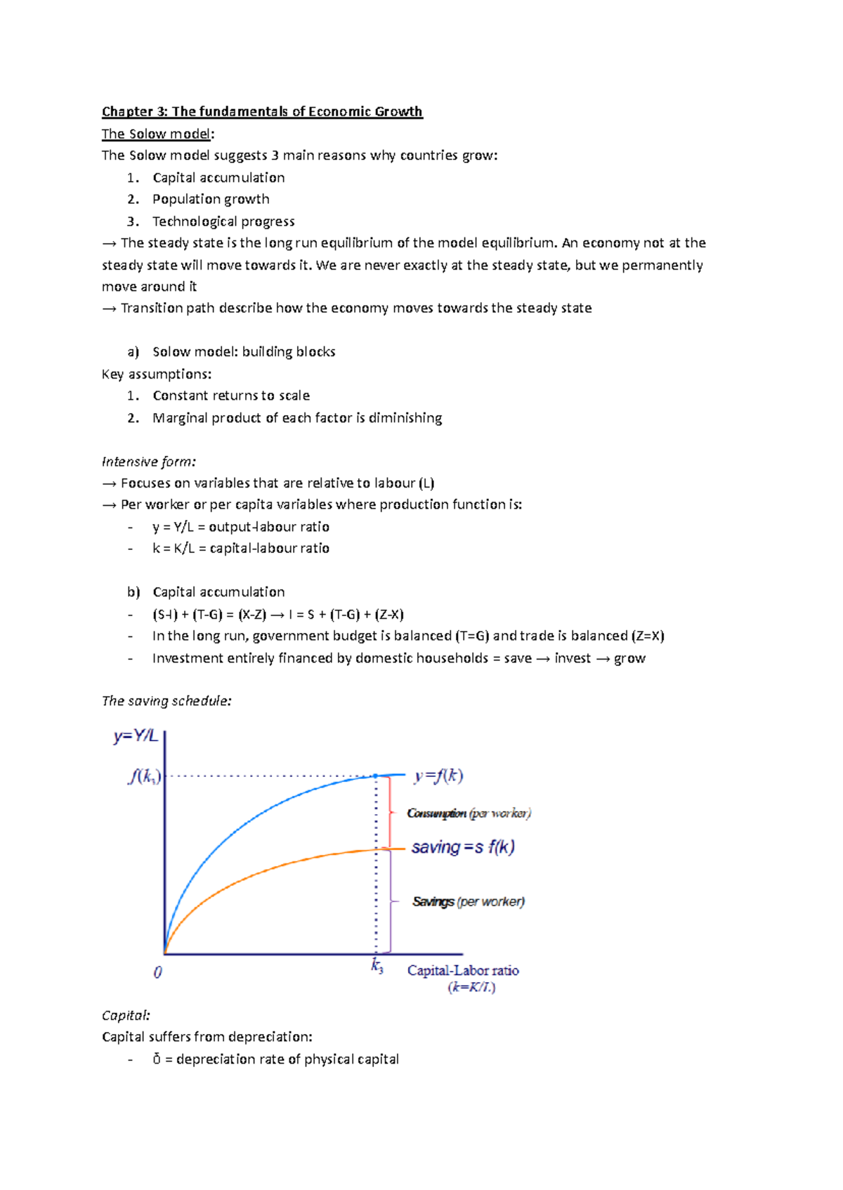 Macroeconomics (ECO 101) Chapter 3: The Solow Model and Economic Growth ...