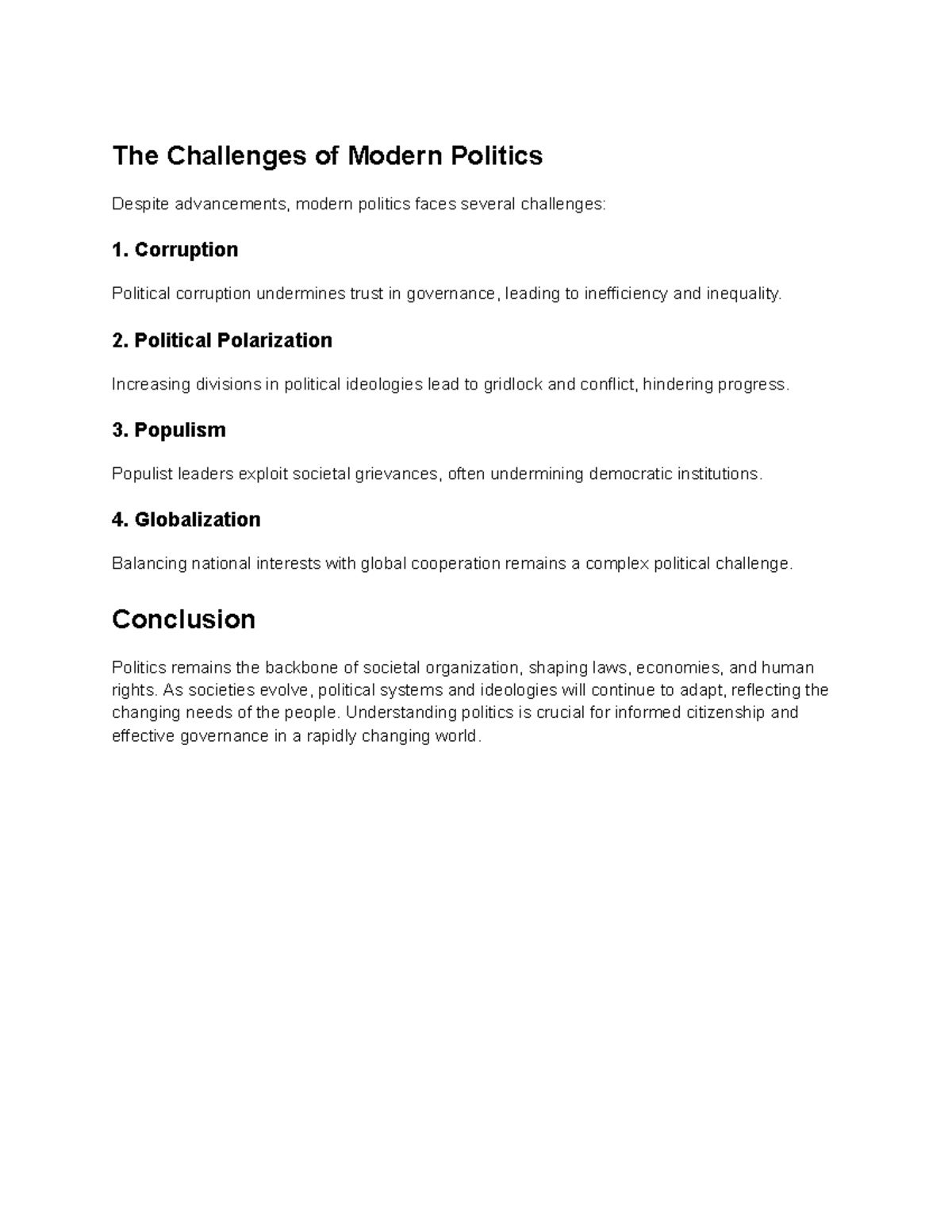 Challenges of modern politics - The Challenges of Modern Politics ...