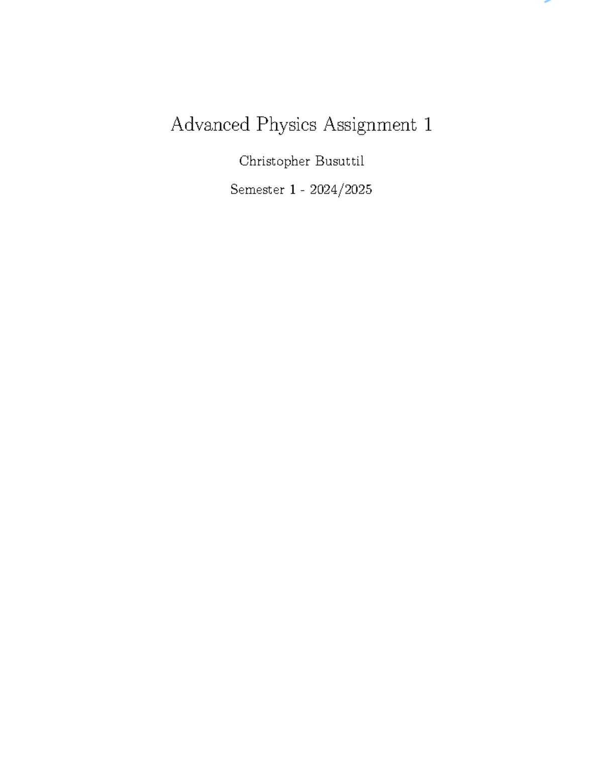 Advanced Physics Assignment 1 - Advanced Waves (Course 2425) - Studocu