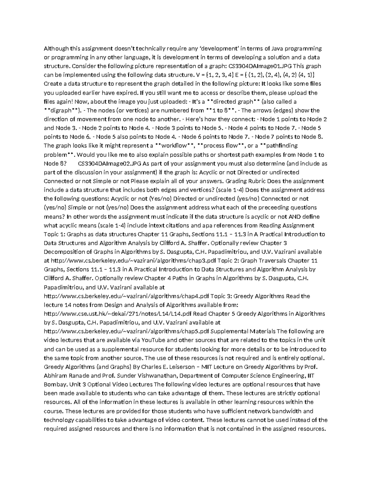 CS3304DA: Data Structure Assignment on Graph Representation and ...