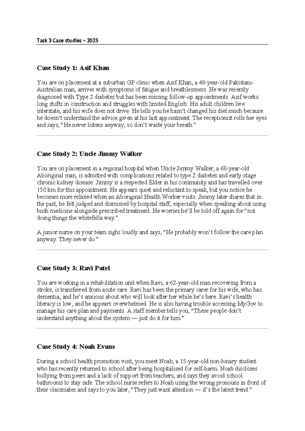 Task 3 Case Studies 2025: Health Promotion Assignments Analysis - Studocu