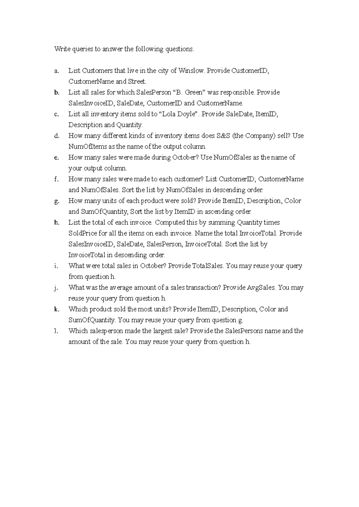 SQL Practice Questions for Database Management (DBM101) - Studocu