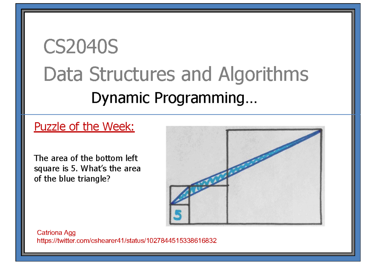 CS2040S Dynamic Programming: Key Concepts and Examples - Studocu