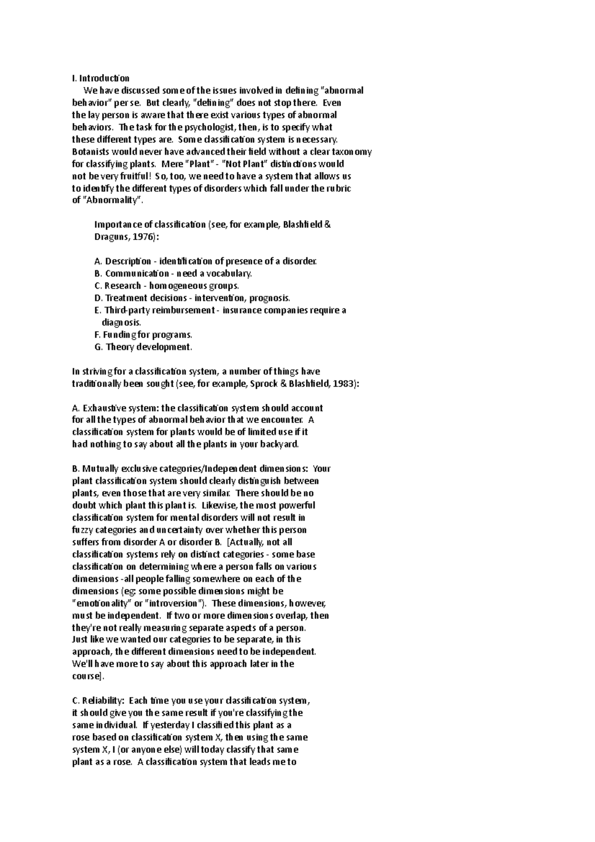 Classification 1 - Lecture notes 1 - I. Introduction We have discussed ...