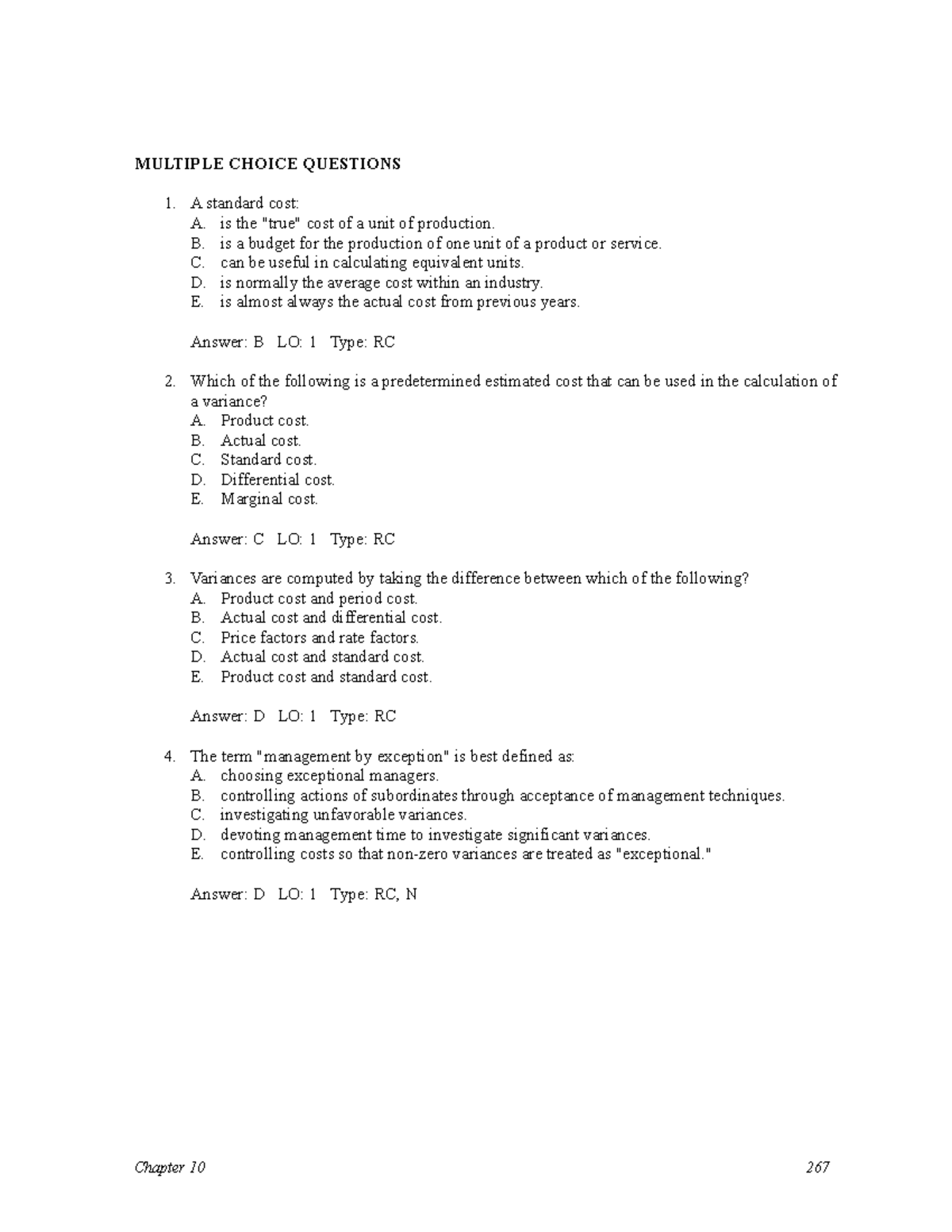 Chapter 10: Standard Costing and Variance Analysis Notes - Studocu