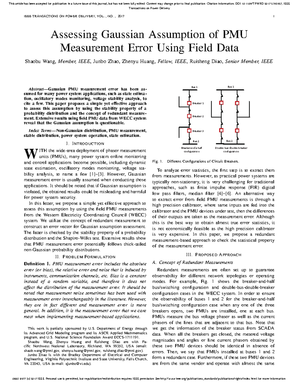 Assessment of Gaussian Assumption in PMU Measurements: IEEE Trans ...