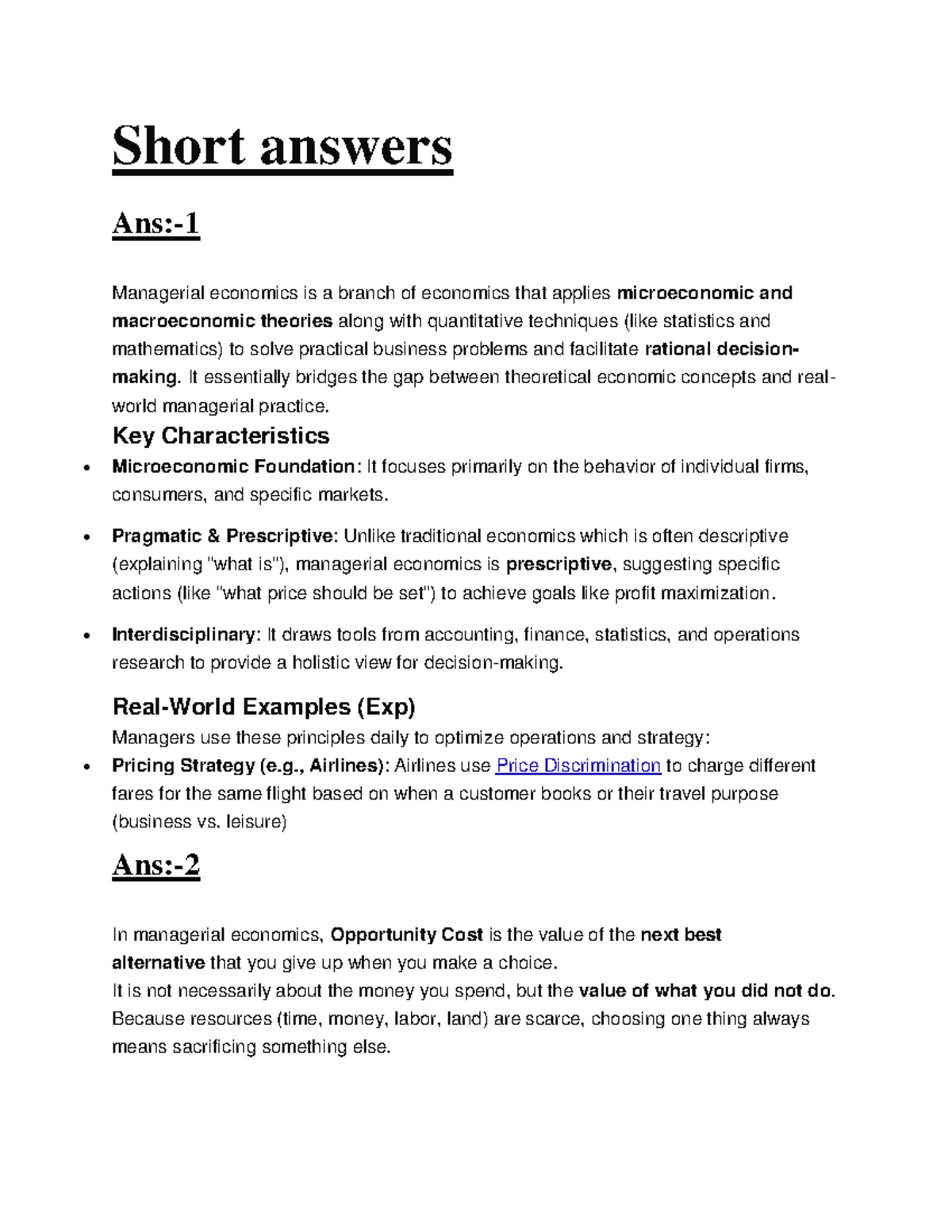 Managerial Economics Overview: Key Concepts and Applications - Studocu