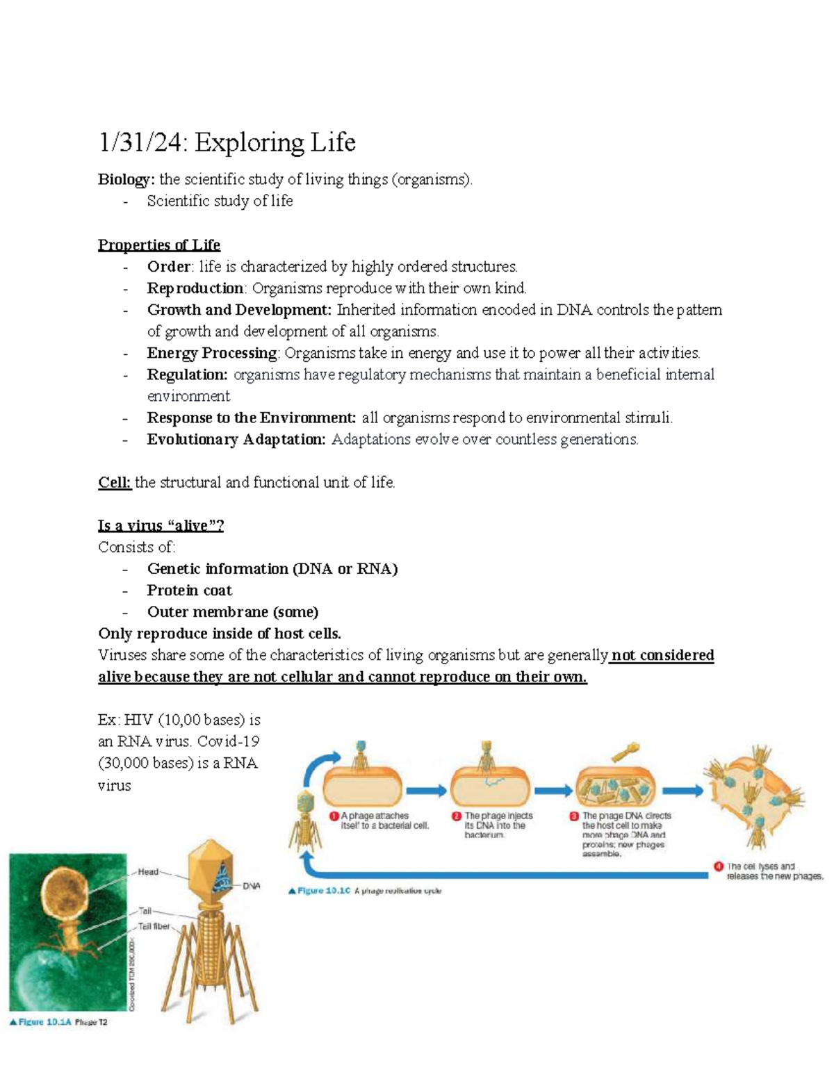 BIO 1015 Lecture Notes: Exploring the Science of Life and Cells - Studocu