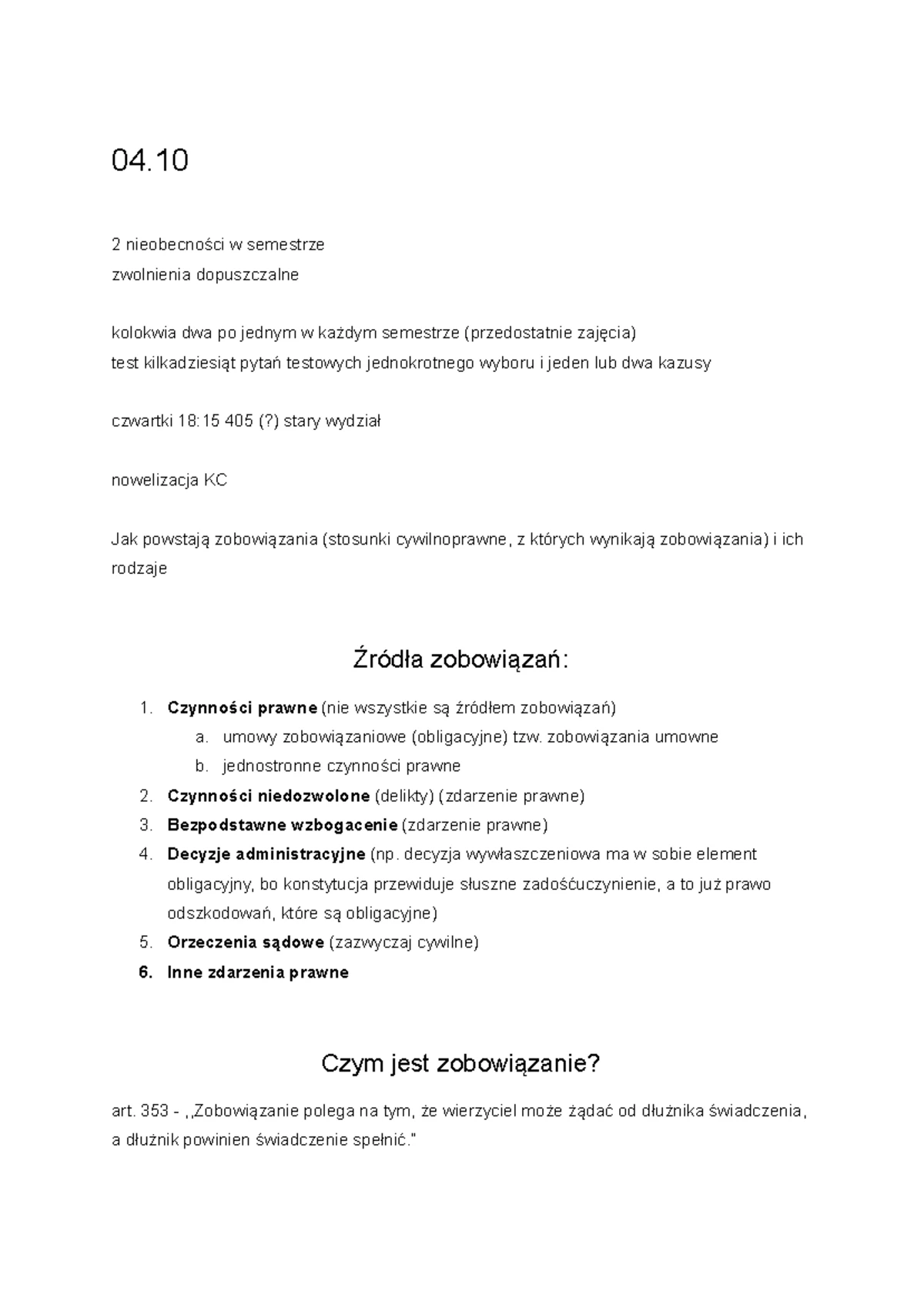 Sprawdzian: Upadek Rzeczypospolitej - Pytania i Odpowiedzi - Studocu