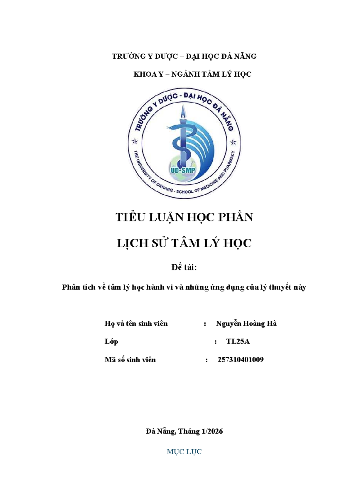 TIEU LUAN LICH SU TAM LY HOC - PHAN TICH HOC THUYET HÀNH VI - Studocu