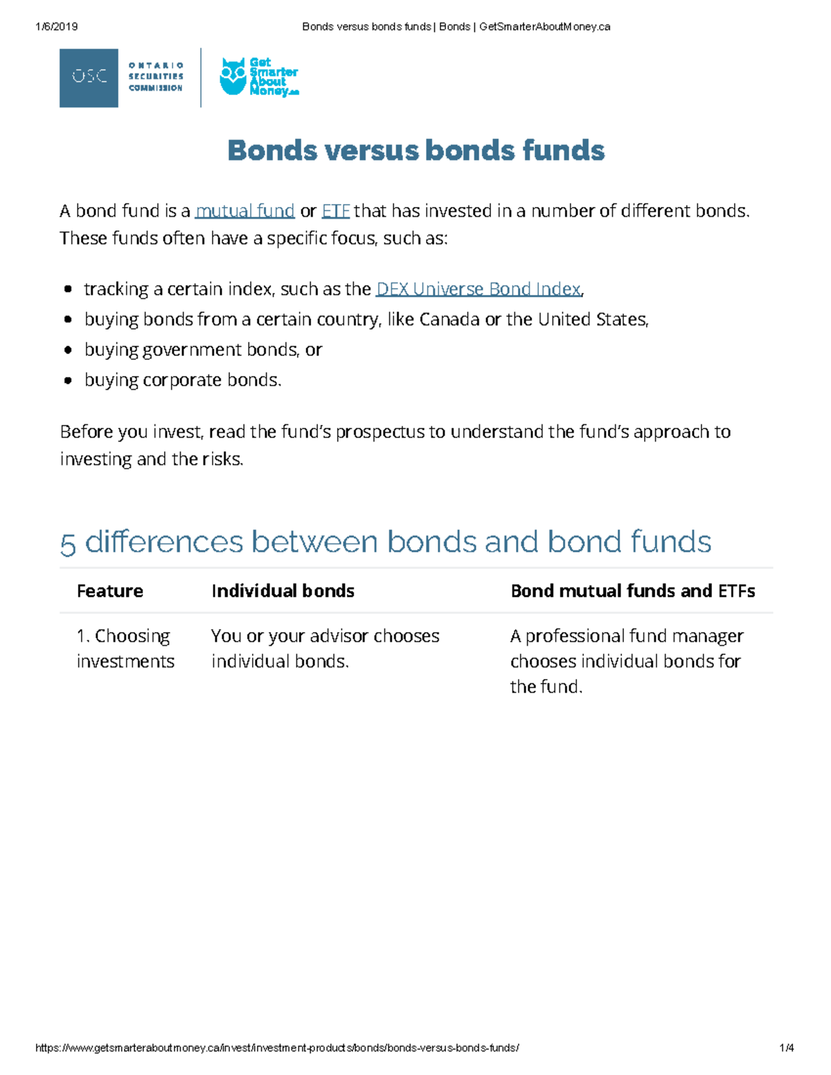 RSM230 Article - Bonds versus bonds funds - A bond fund is a mutual ...