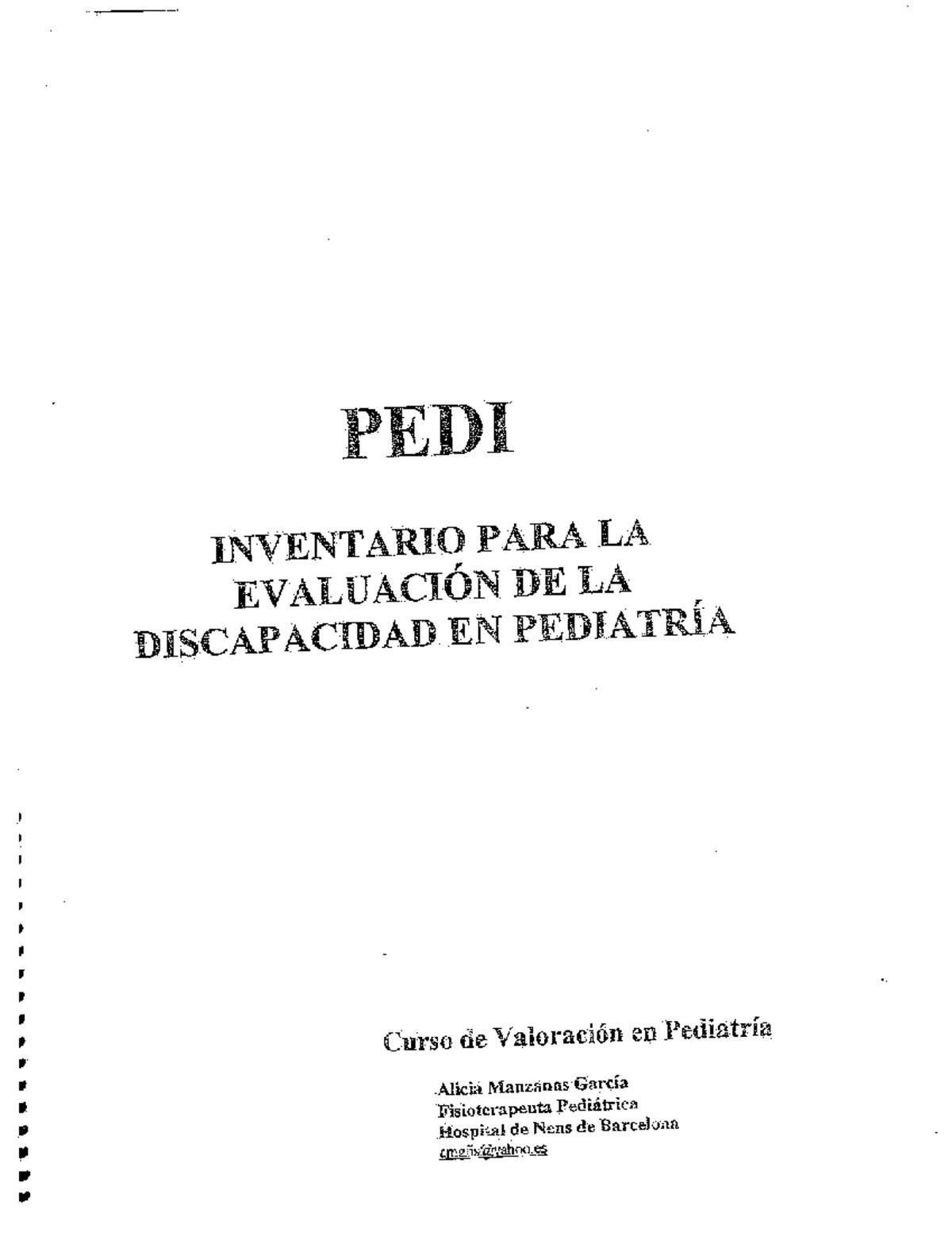 Evaluación del Inventario PEDI en Discapacidad Pediátrica - Curso de ...