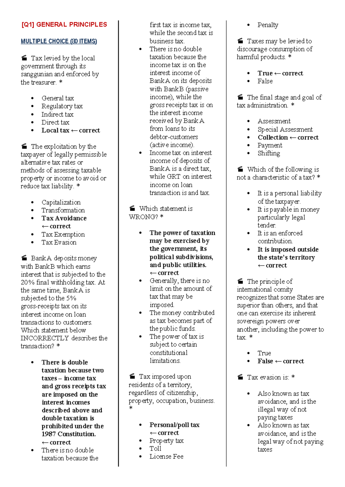 General Principles [Reviewer] 020438: Multiple Choice Questions (80 ...