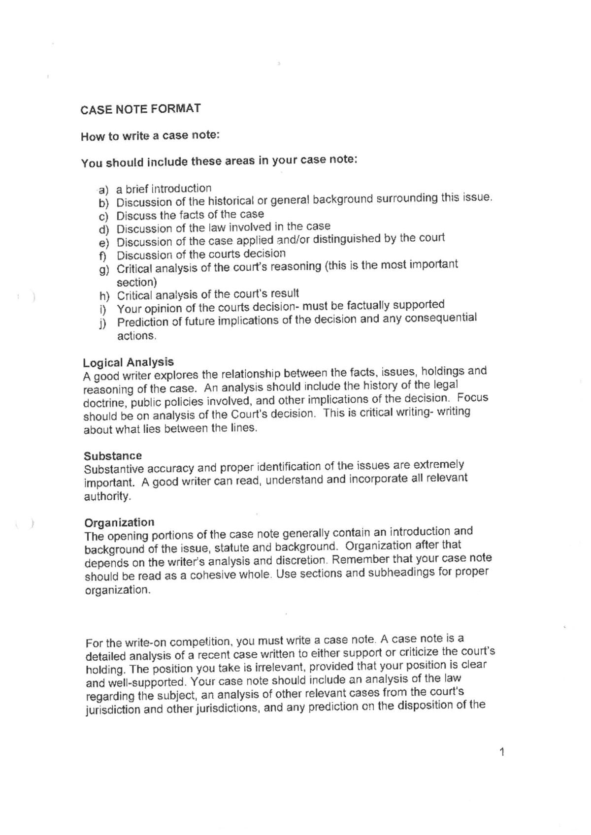 Case Note Writing Guide: Tips for Effective Legal Analysis - Studocu