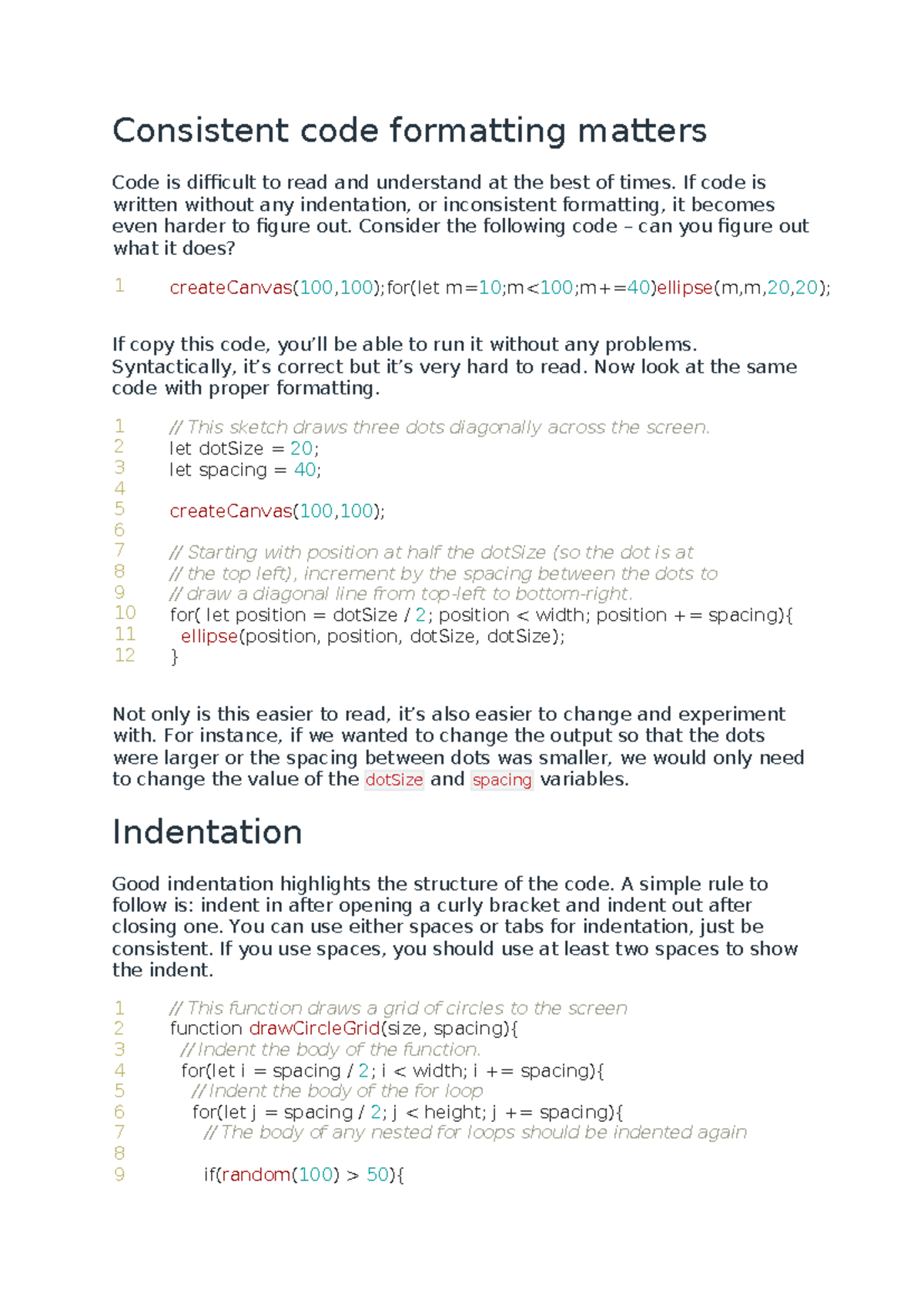 Code Formatting Guidelines for DXB211: Enhancing Readability - Studocu