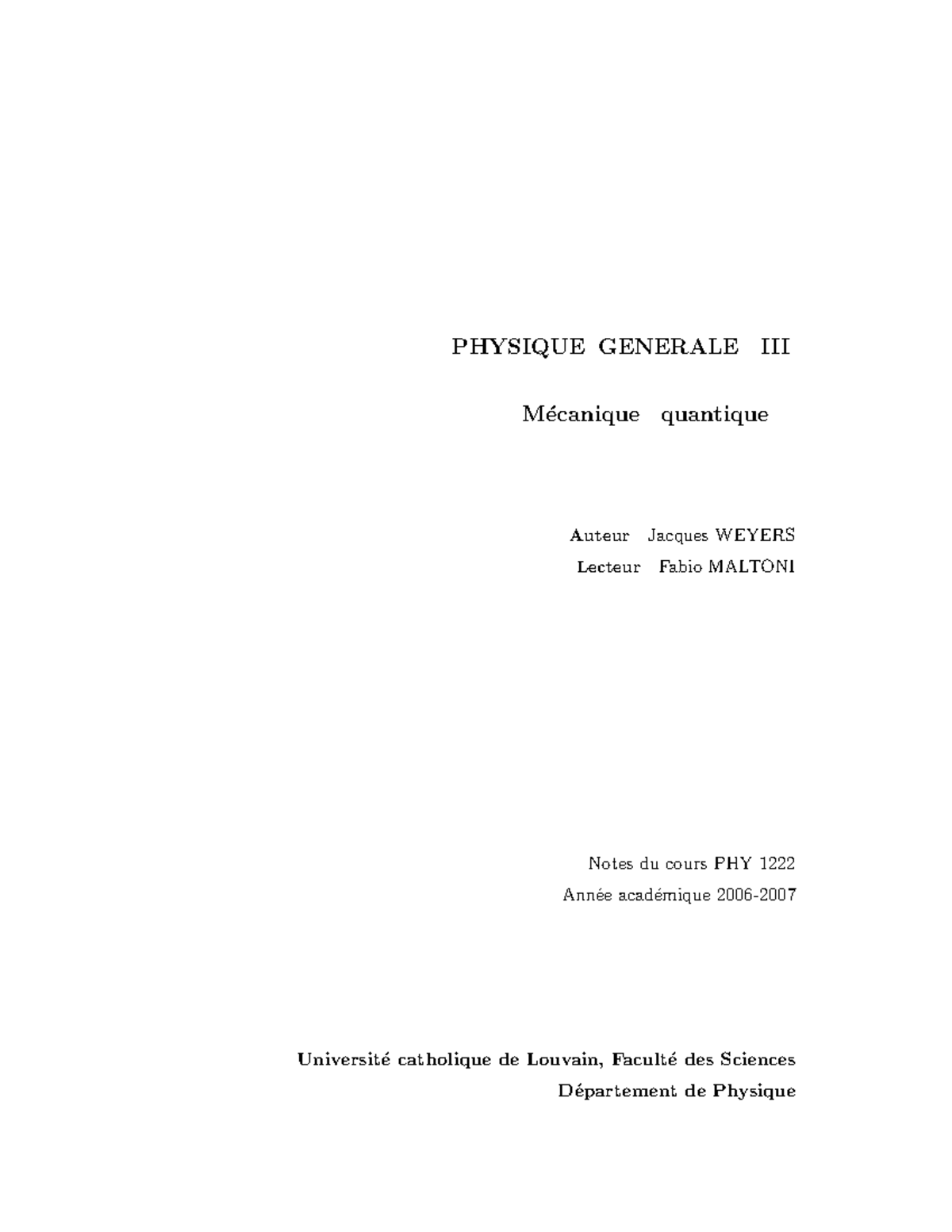 Notes de cours PHY 1222 : Mécanique Quantique - Chapitre 1 et 2 - Studocu