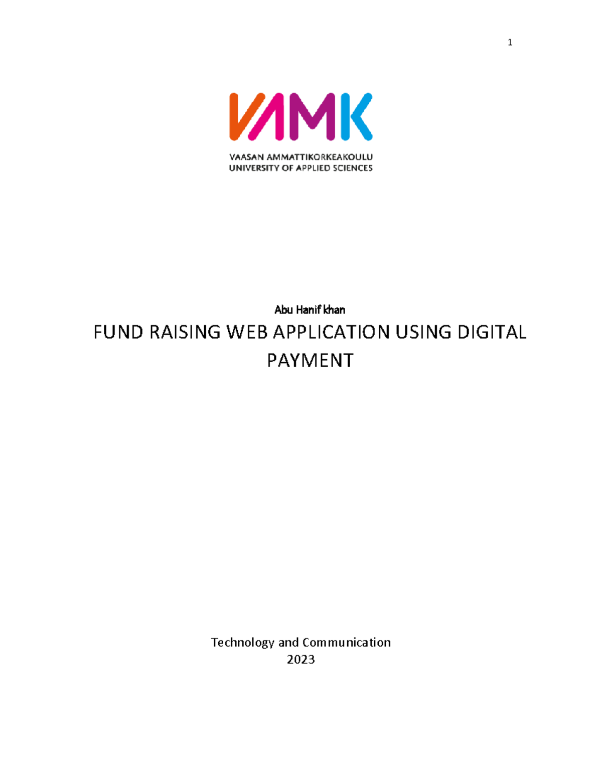 Abu Hanif Khan Final thesis paper 2a(vamk) - Abu Hanif khan FUND ...