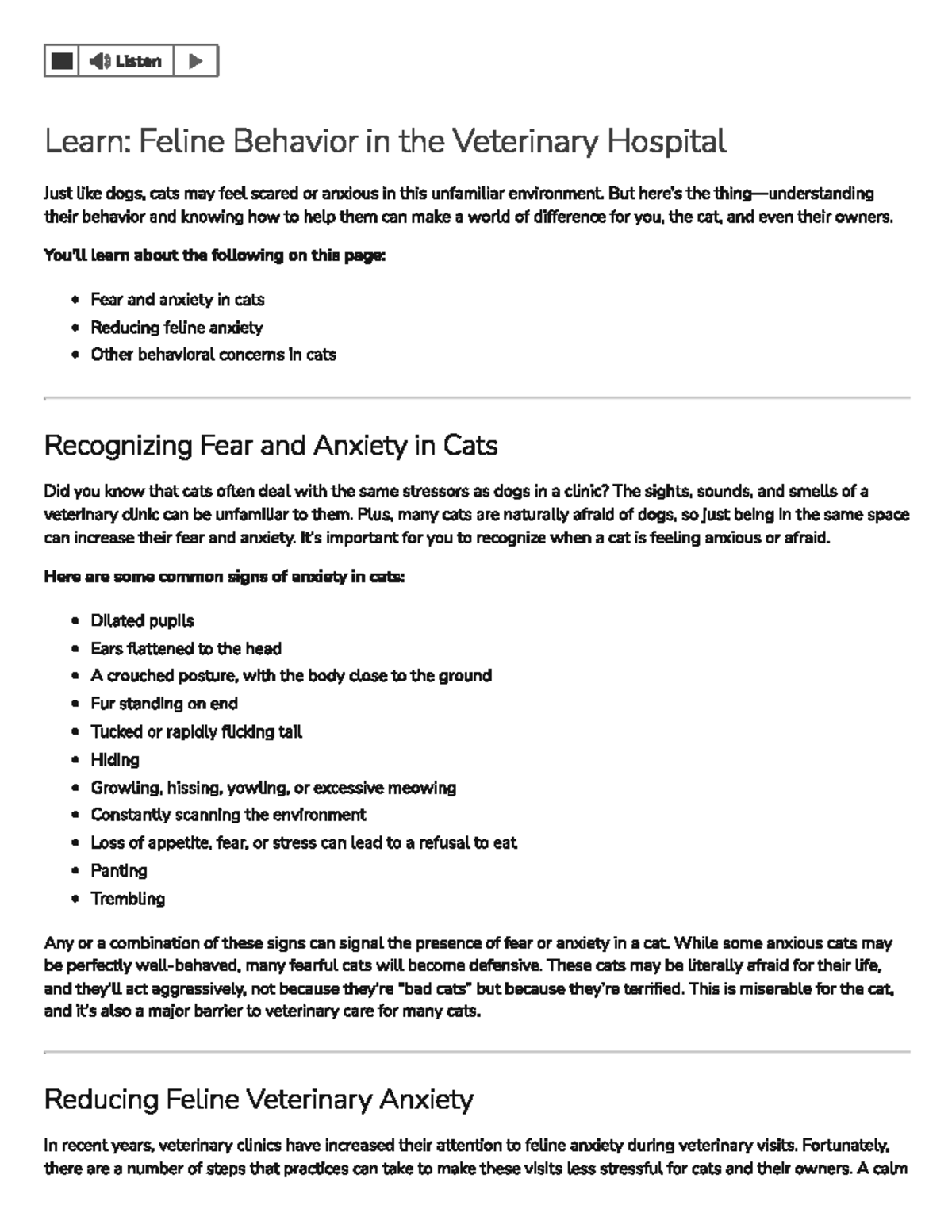 Image showcasing Feline Behavior in Veterinary Settings: Understanding Anxiety - Studocu