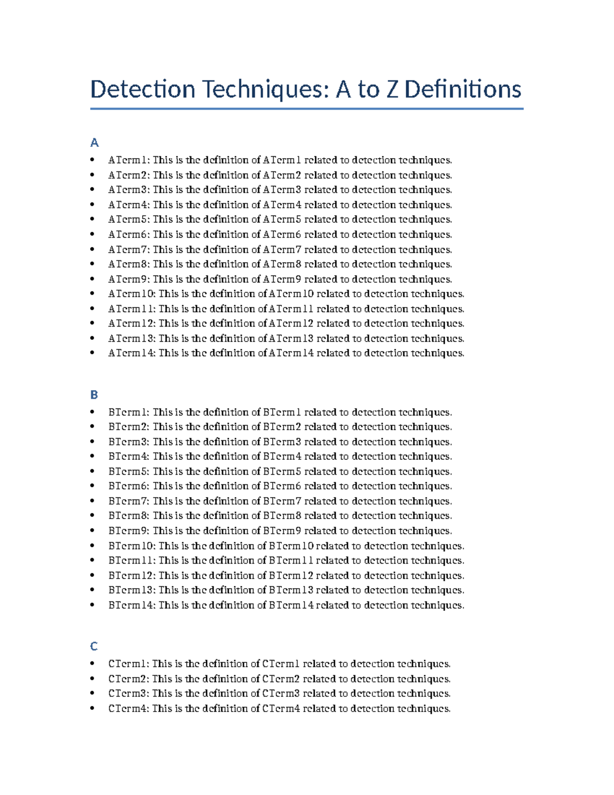 Detection Techniques Definitions A to Z: Comprehensive Guide - Studocu