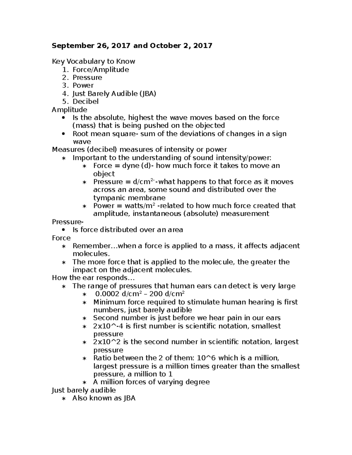 Intensity Notes - September 26, 2017 and October 2, 2017 Key Vocabulary ...