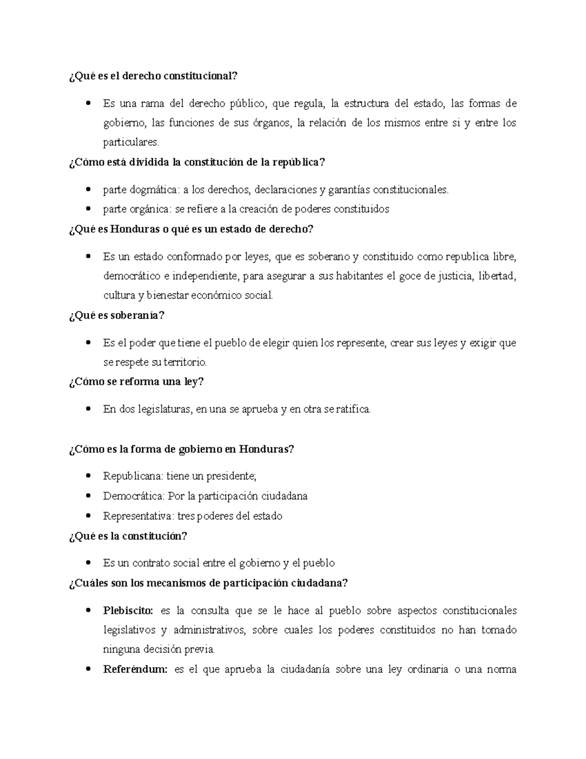 Cuestionario de Derecho Constitucional - Clases y Conceptos Clave - Studocu