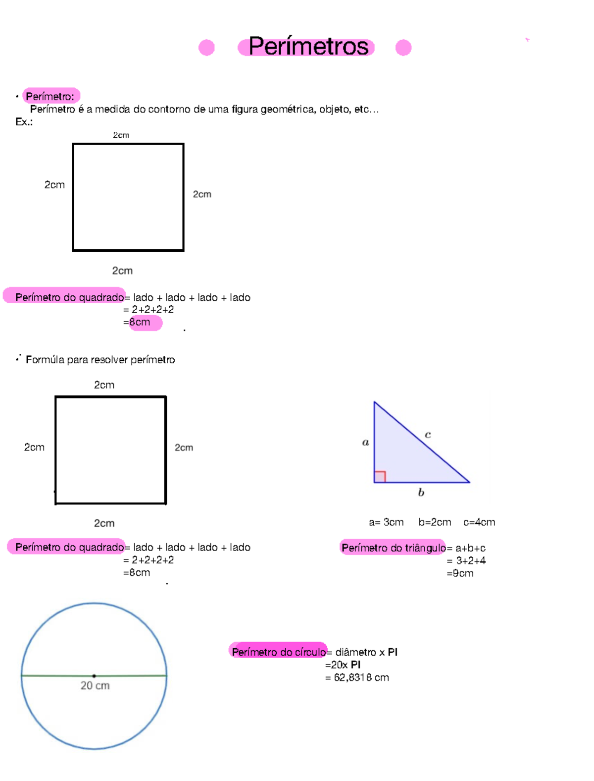 O que é Perímetro - Matemática - Perímetros Perímetro: Perímetro é a ...