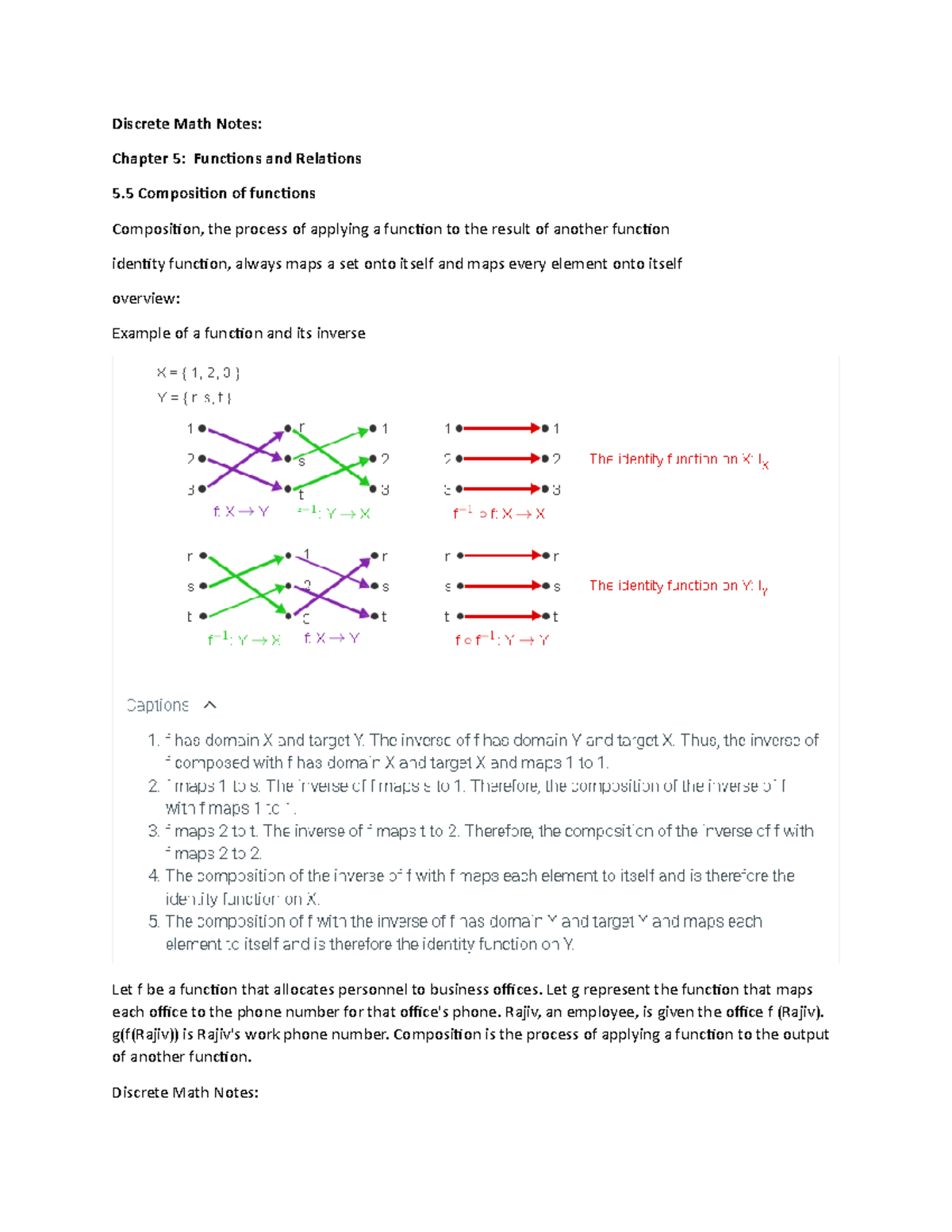 Discrete Math Notes: Chapter 5.5-5.7 on Functions & Relations - Studocu